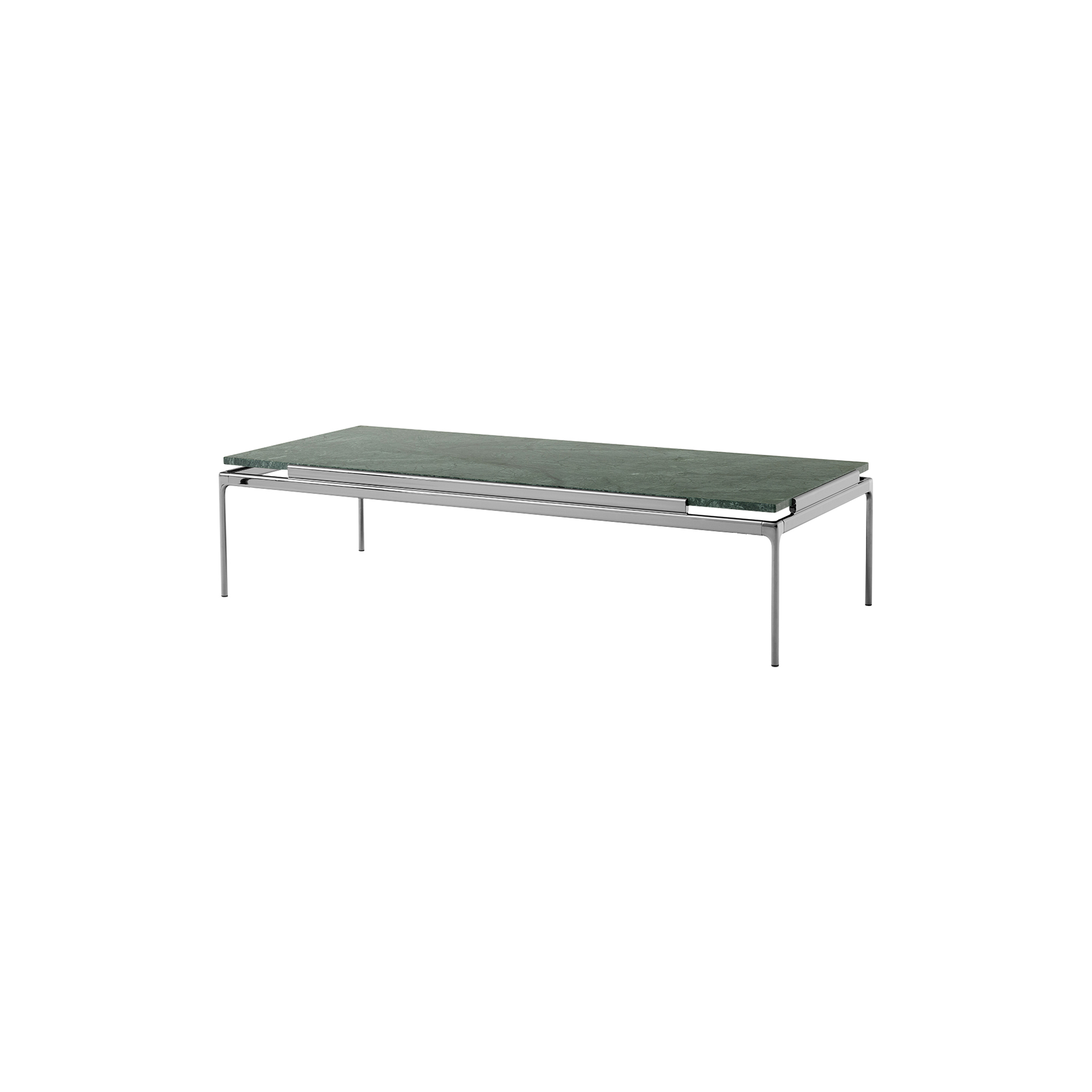 &Tradition - Sett LN12 Coffee Table, verde guatemala marble/dark chrome