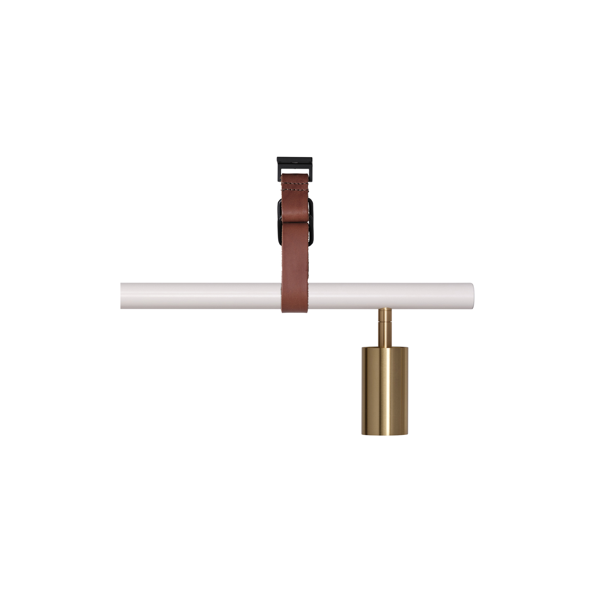 Rubn - Long John 5 Spot Pendant Brown Leather, white/brass