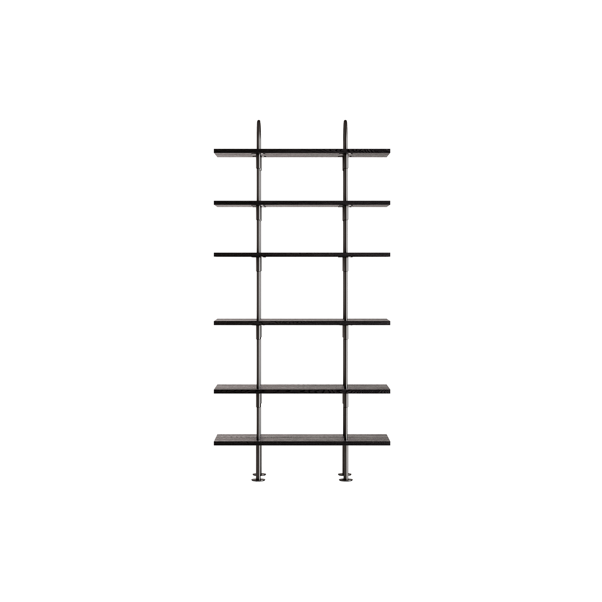 GUBI - Keen Shelving, black brass/ash veneer - B160 cm