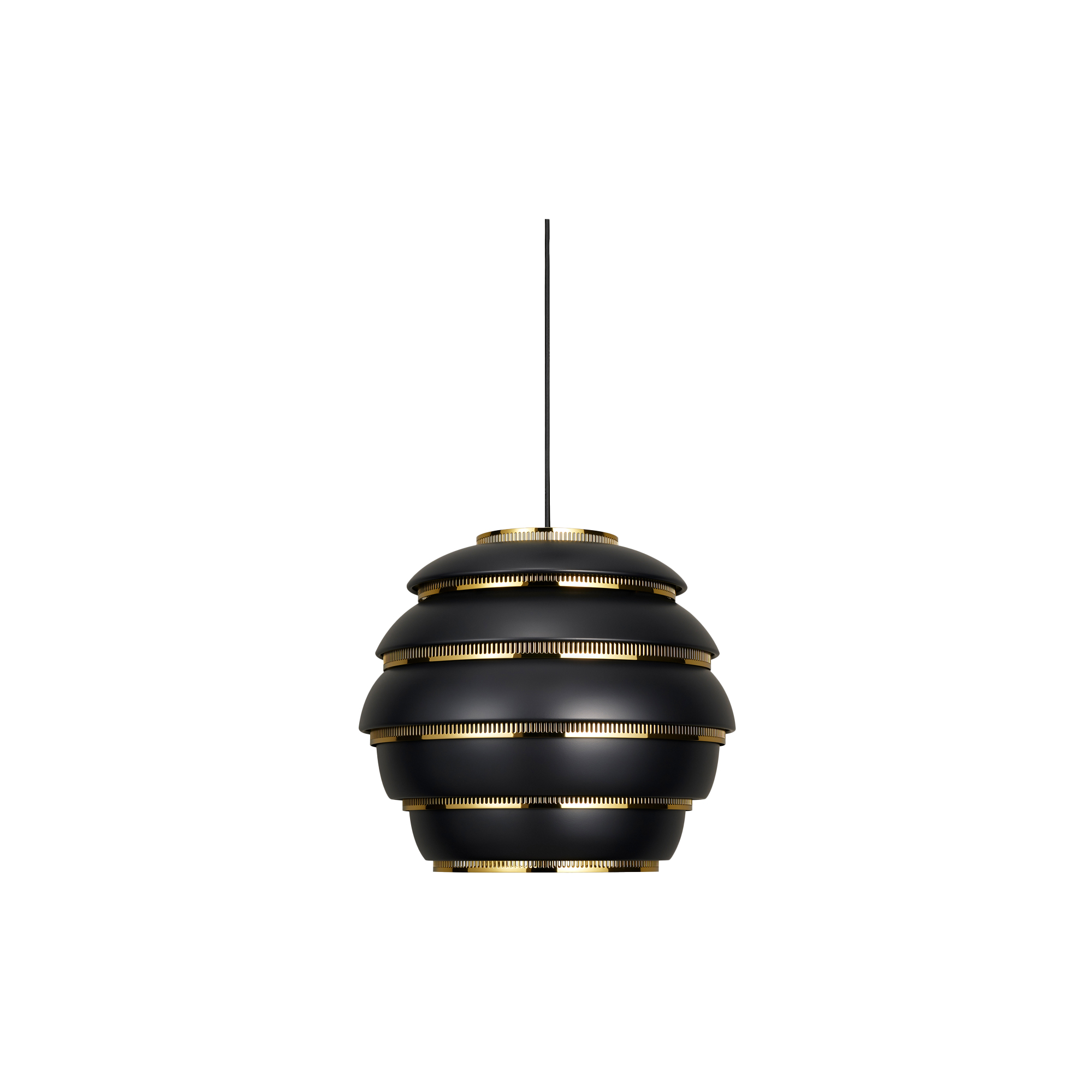 Artek - Pendant Light A331 “Beehive“, black/brass-plated