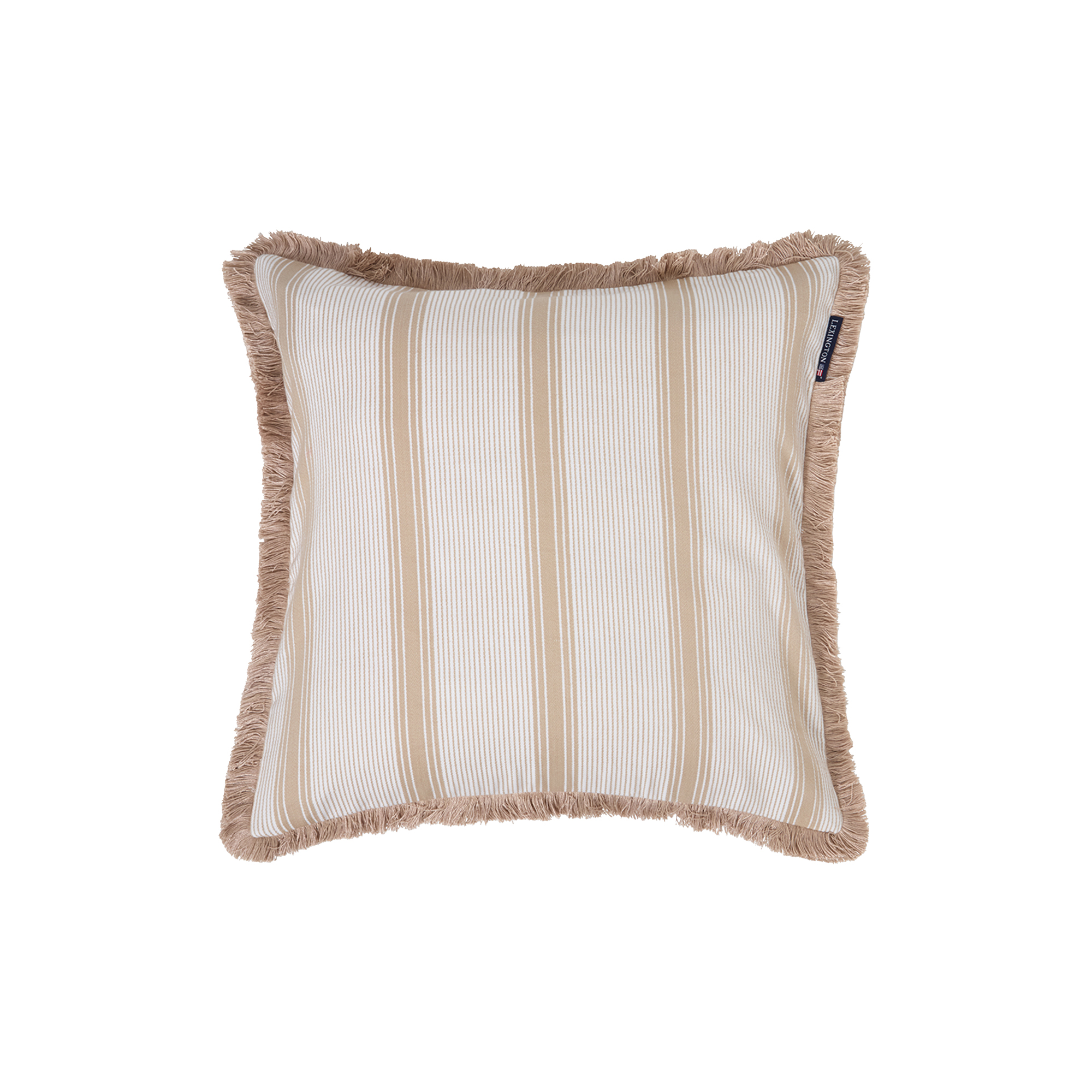 Lexington - Striped Organic Cotton Fringe Pillow Cover, beige/white