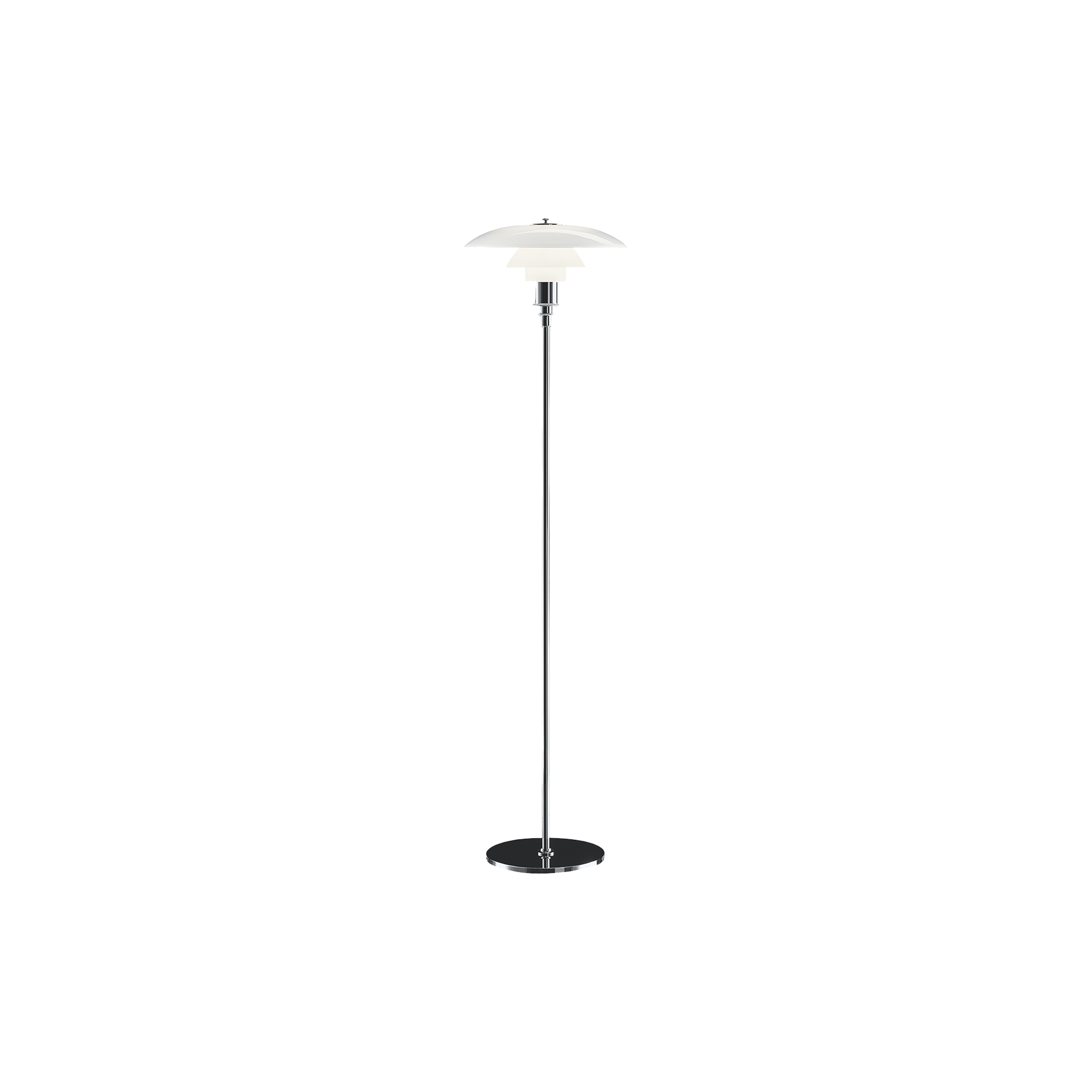 Louis Poulsen - PH 3½-2 ½ gulvlampe, krom - H: 130 x Ø 33 cm.