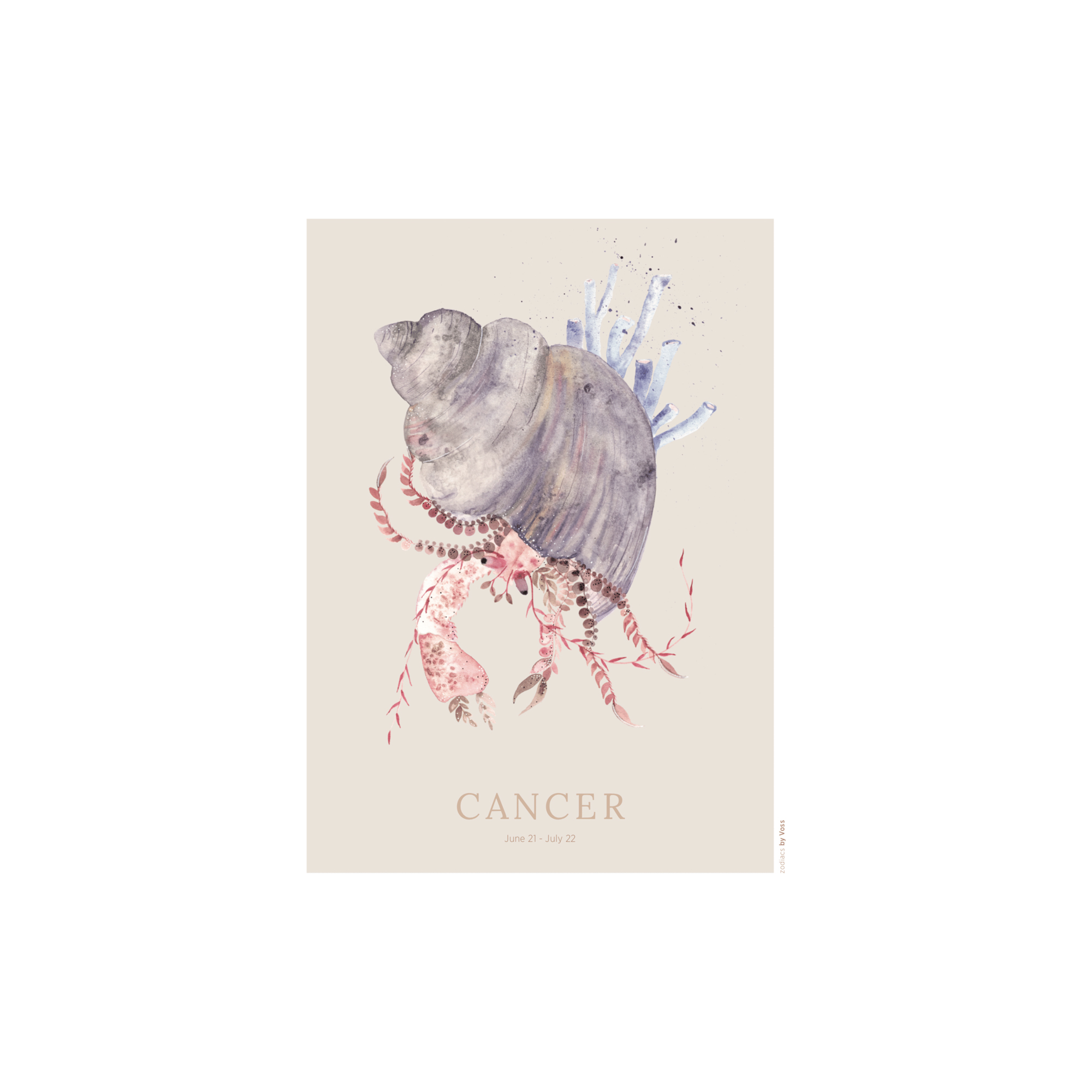 All by Voss - Krebsen plakat, Zodiacs - 30x40 cm
