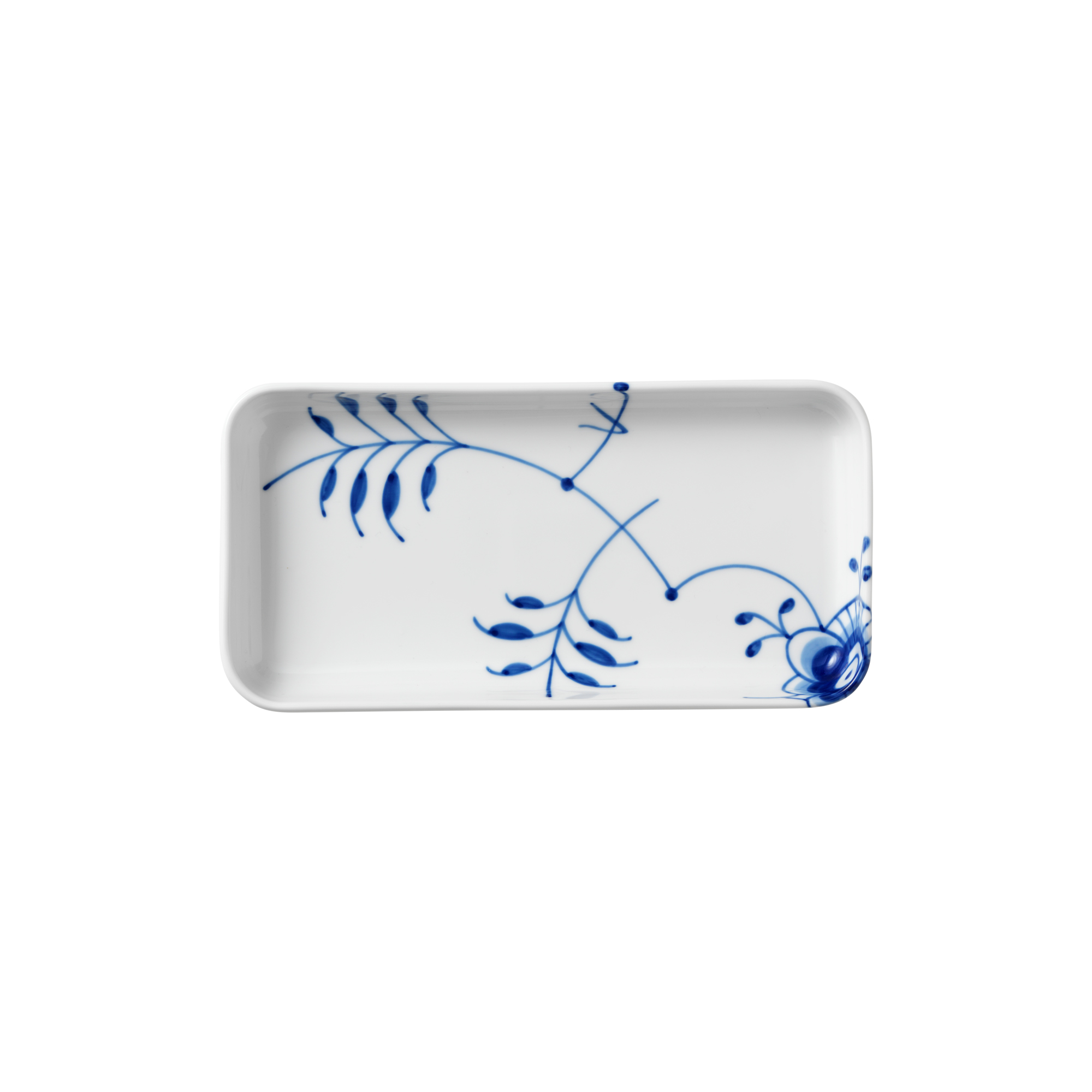 Royal Copenhagen - Blå Mega Riflet Rektangulært Fad 24 cm - L24 cm