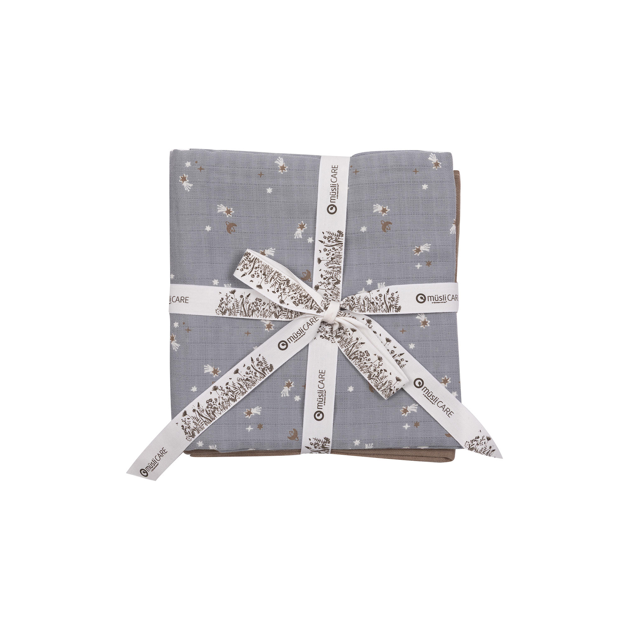 Müsli by Green Cotton - STARS stofble 2-pak, jasmin blue/balsam cream/walnut