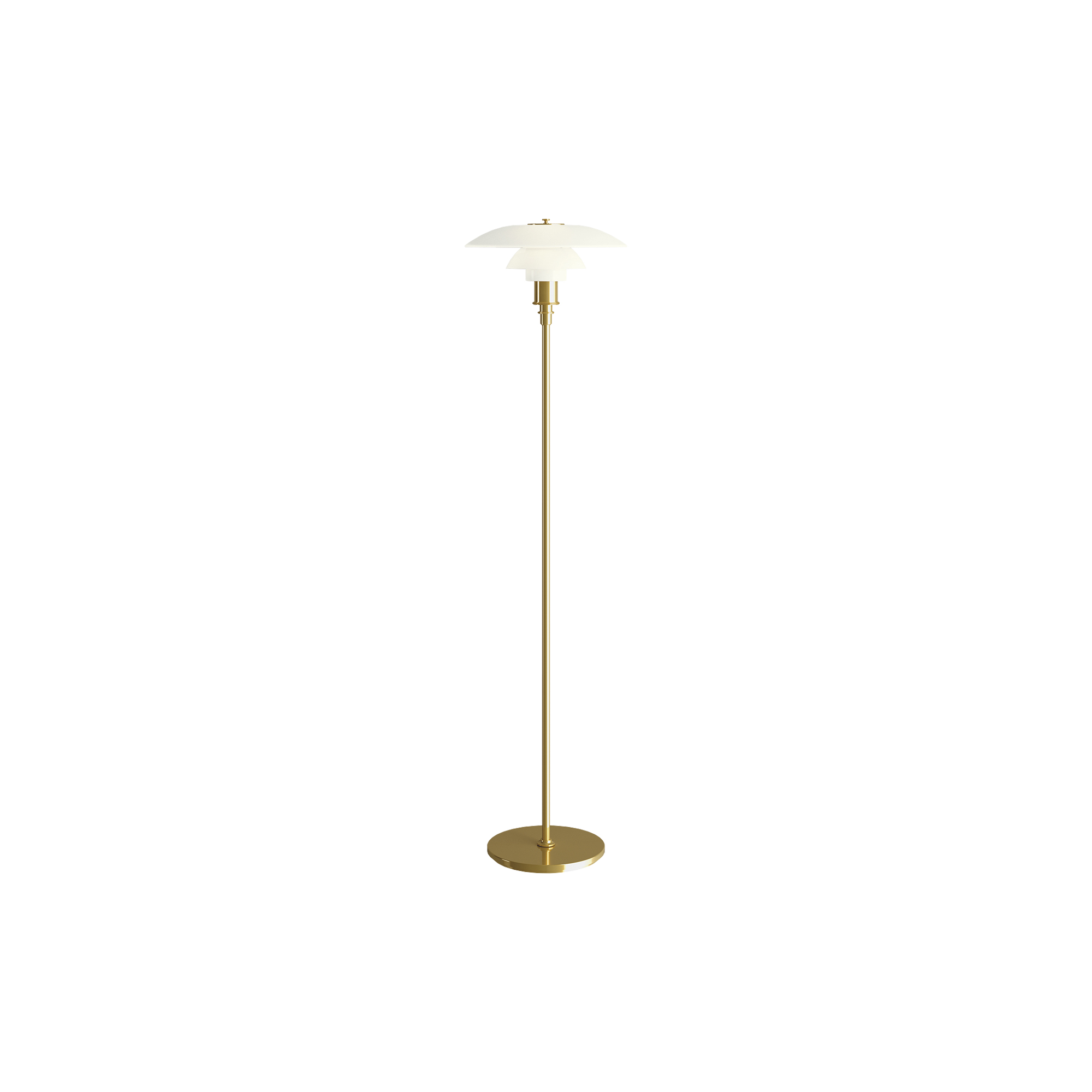 Louis Poulsen - PH 3½-2 ½ gulvlampe, messing - H: 130 x Ø 33 cm.