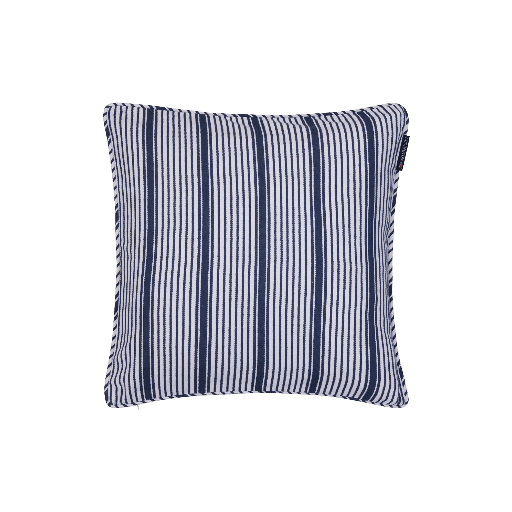 Lexington - Icons Classic Striped Organic Cotton Twill Pillow Cover, white/navy