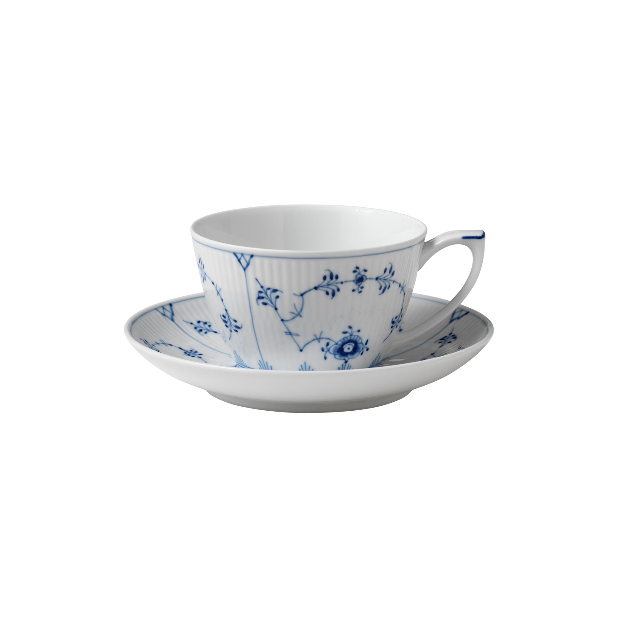 Royal Copenhagen - Musselmalet Riflet kop med underkop 28 cl - 28cl
