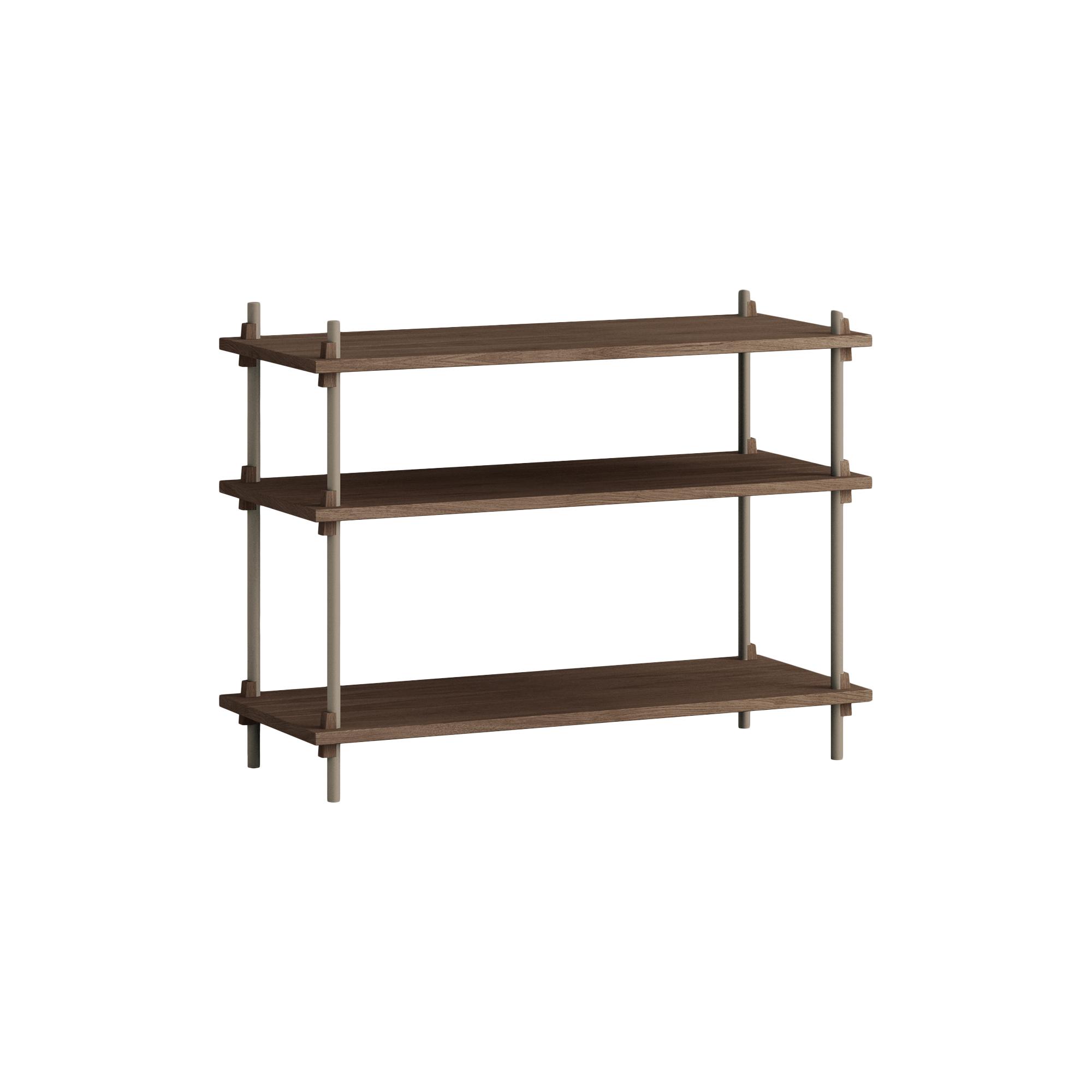 MOEBE - Shelving Classic Low, smoked oak/warm grey