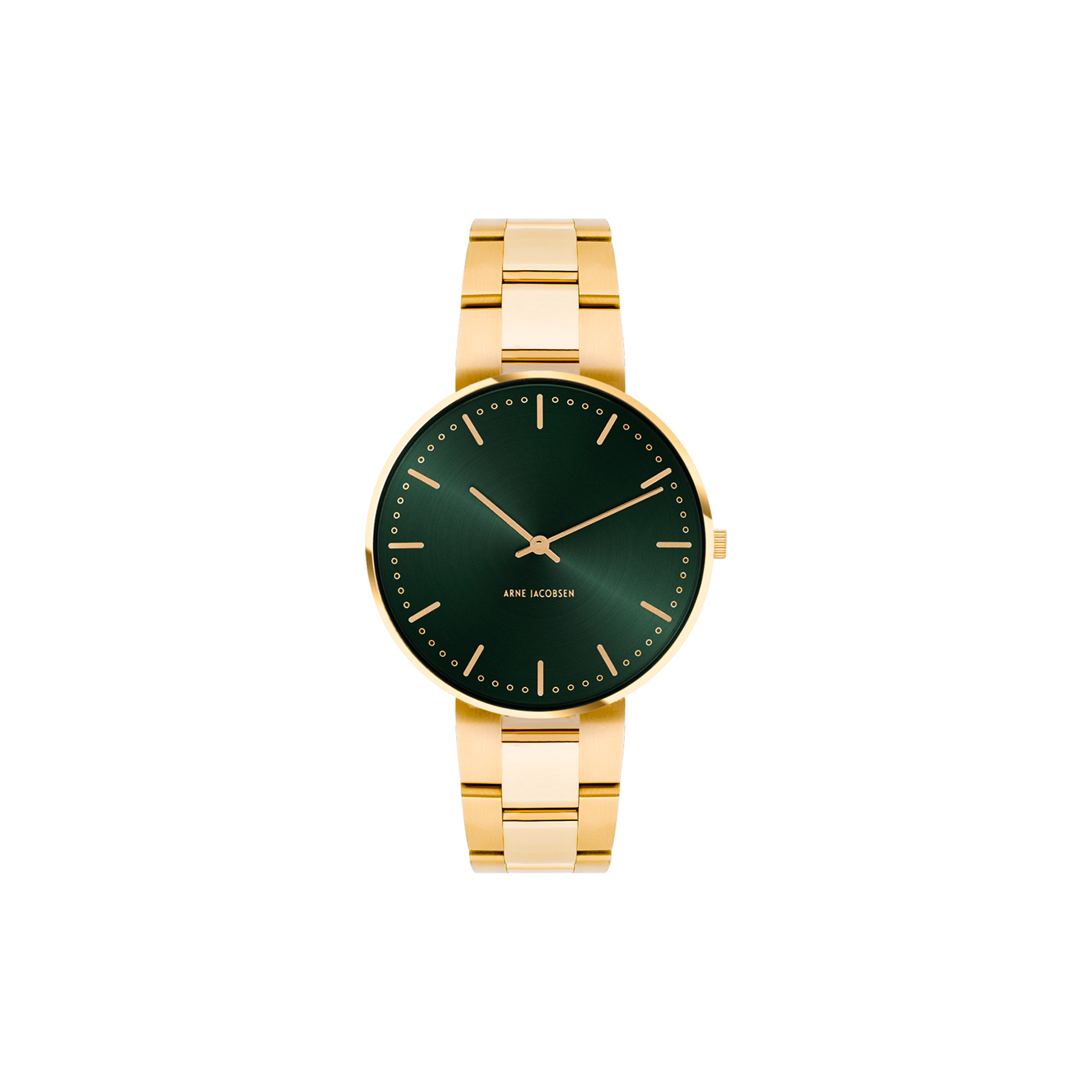Arne Jacobsen Watches - City Hall Evergreen armbåndsur, green/gold/matt gold - 34mm