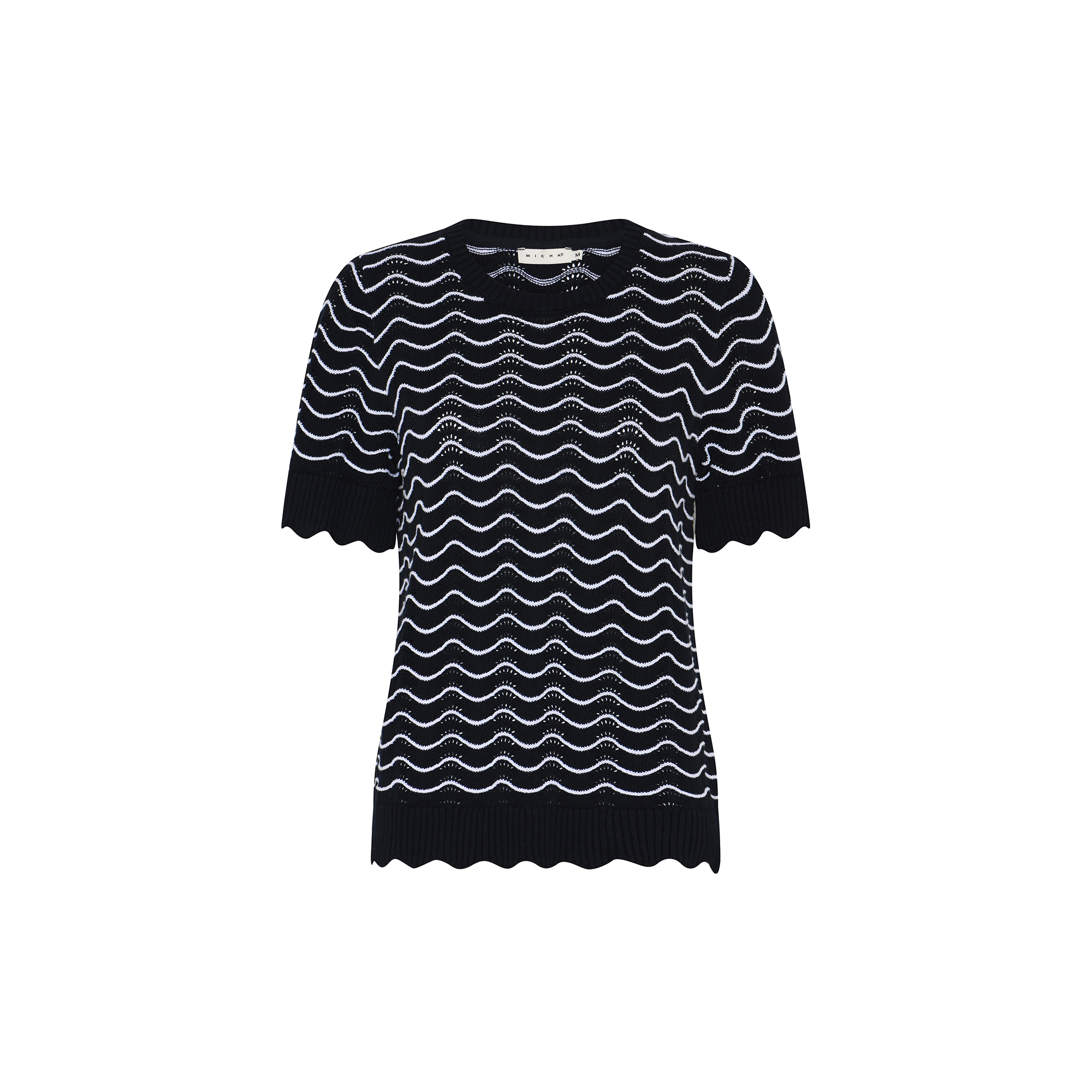 Micha - Basic Cotton Wave Knit, navy/white stripe - Str. XS