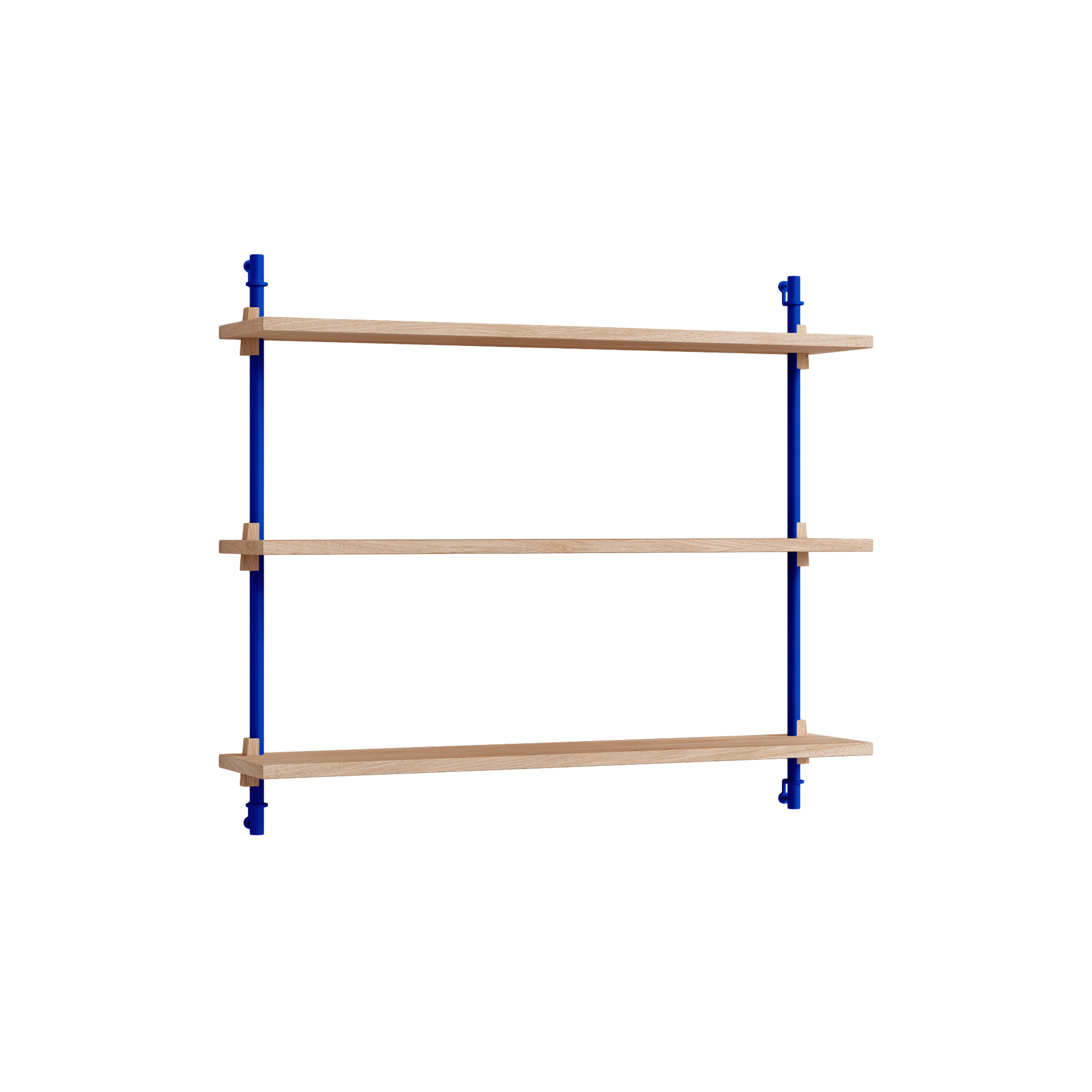 MOEBE - Wall Shelving Small, oak/deep blue