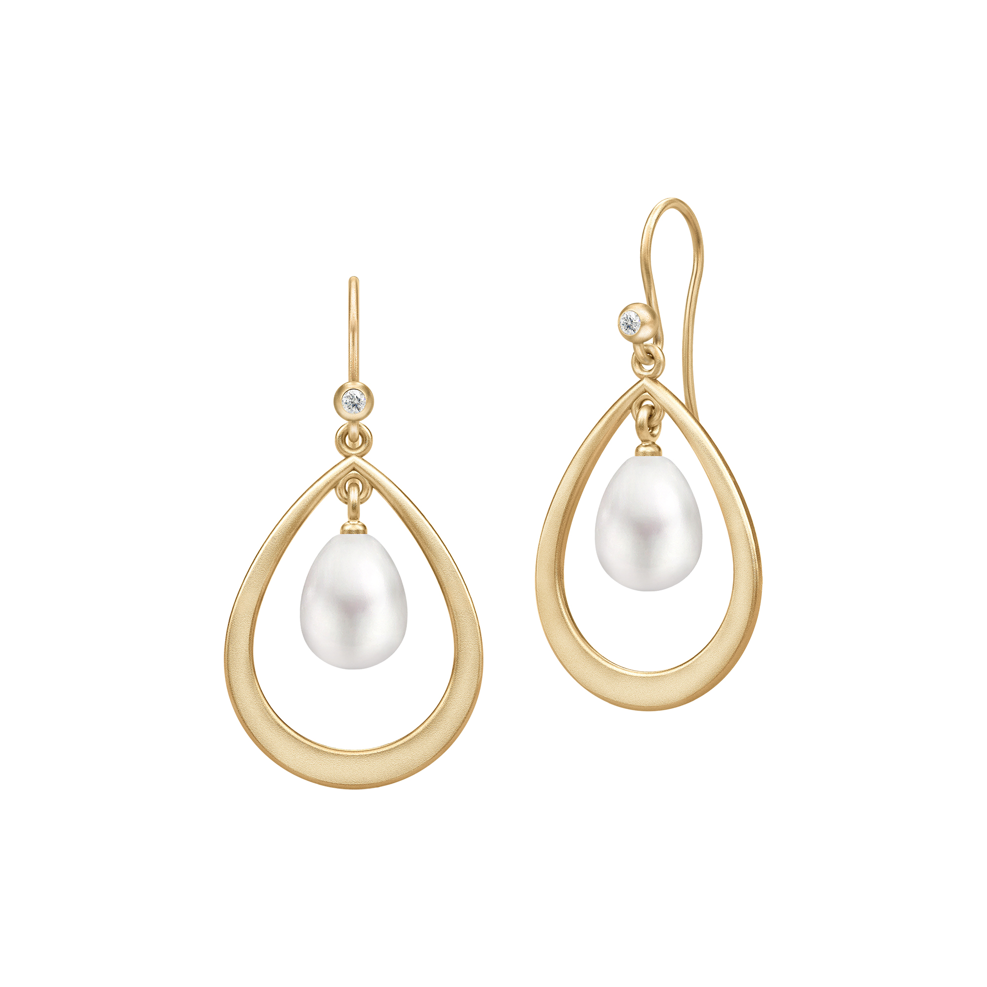 Julie Sandlau - Afrodite Droplet Earrings, gold/white pearl, Perla