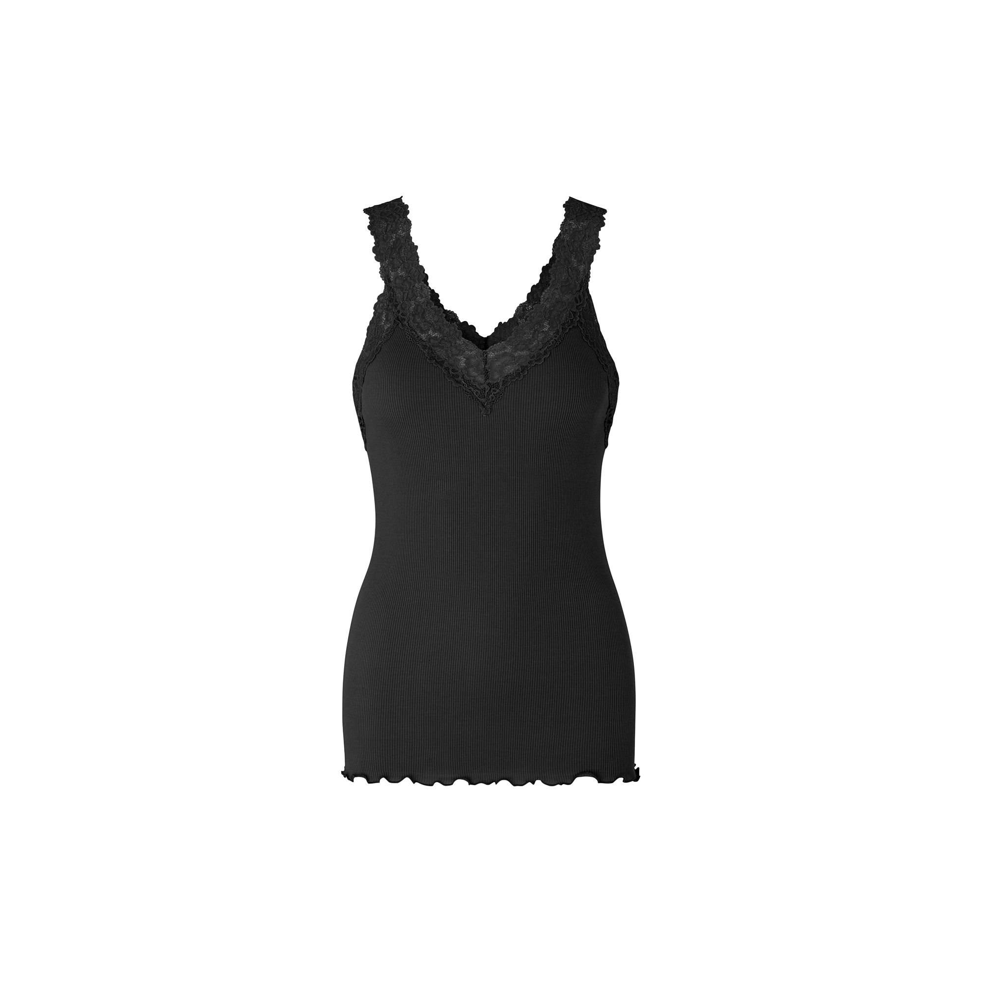 Rosemunde - Organisk top med blonder, black - Str. M