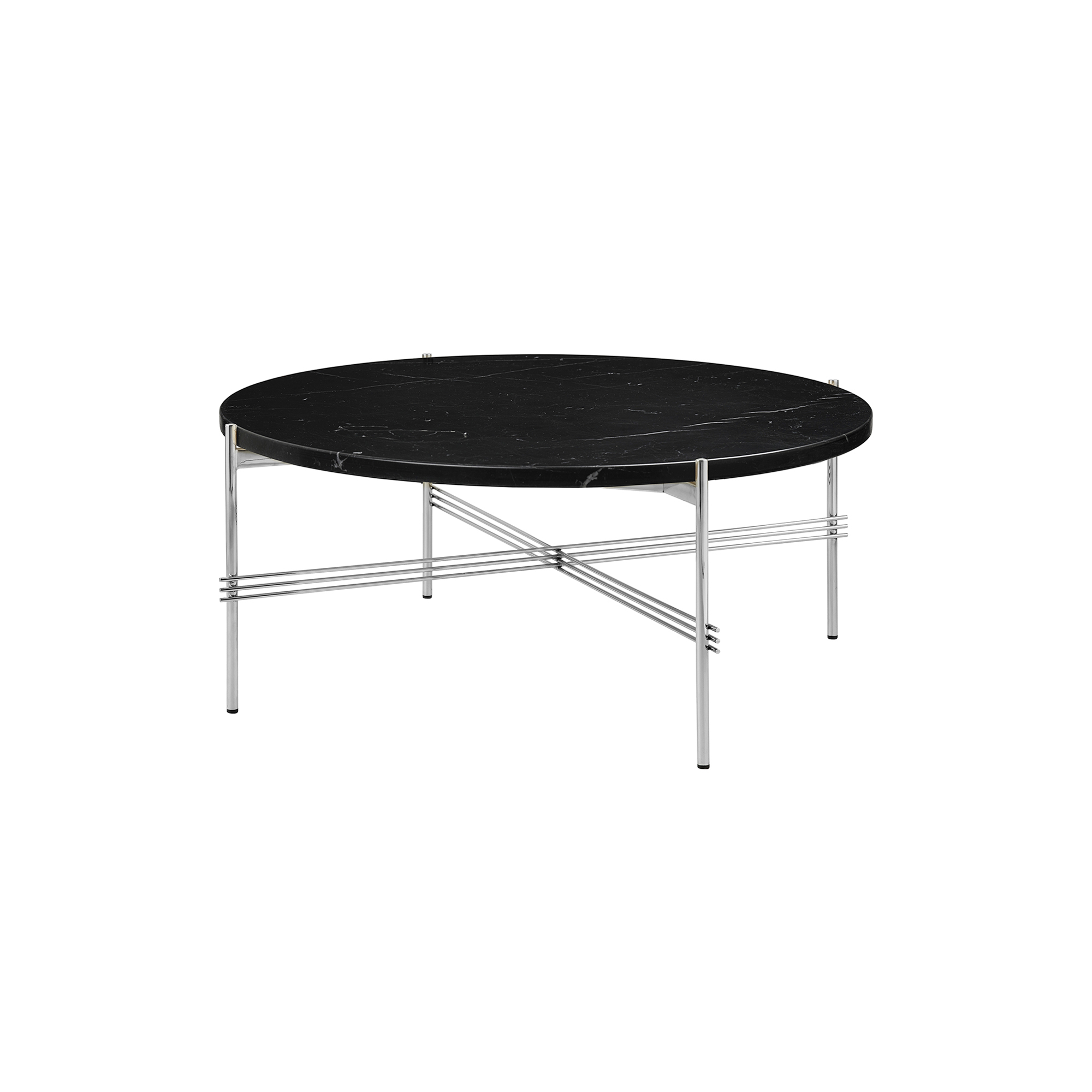 GUBI - TS Coffee Table Ø80, black marquina marble/steel - Ø80 cm