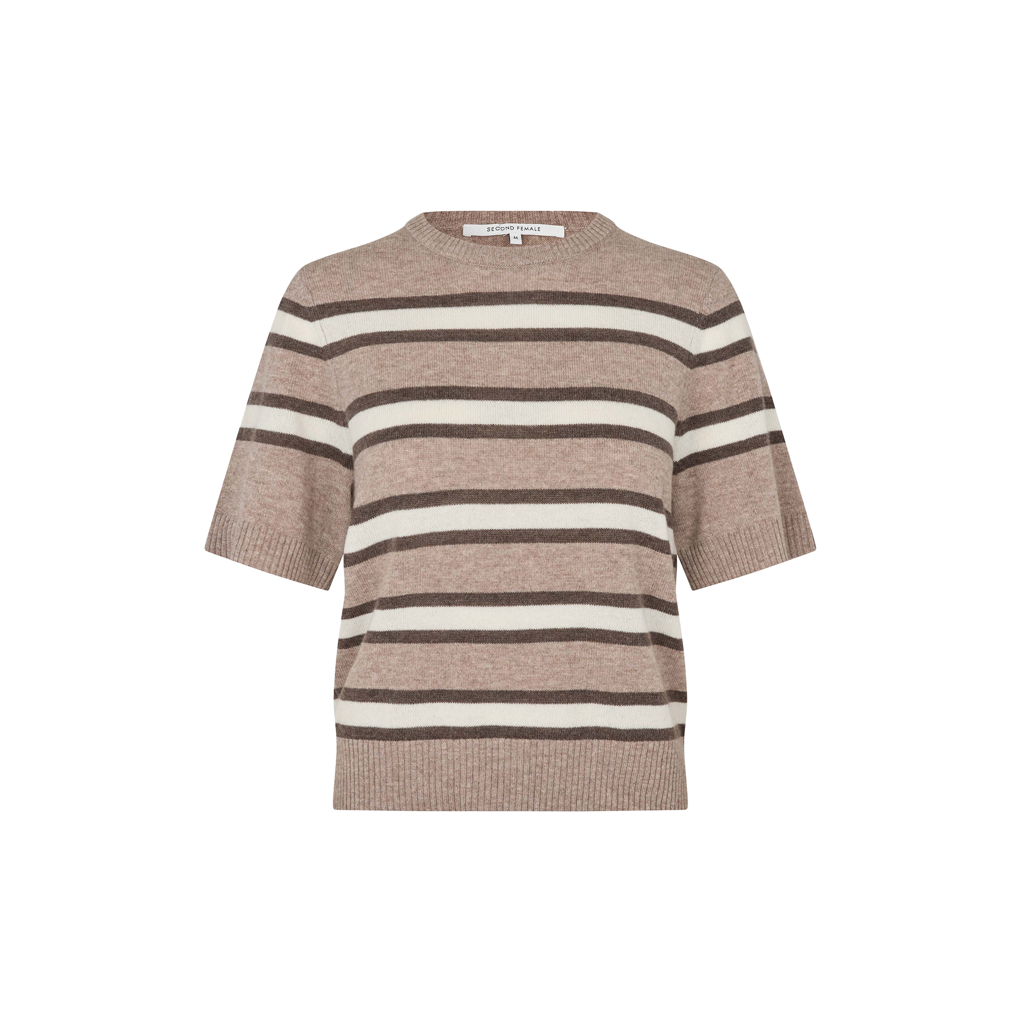 Second Female - Vilna Knit SS O-Neck, light beige melange - Str. XS