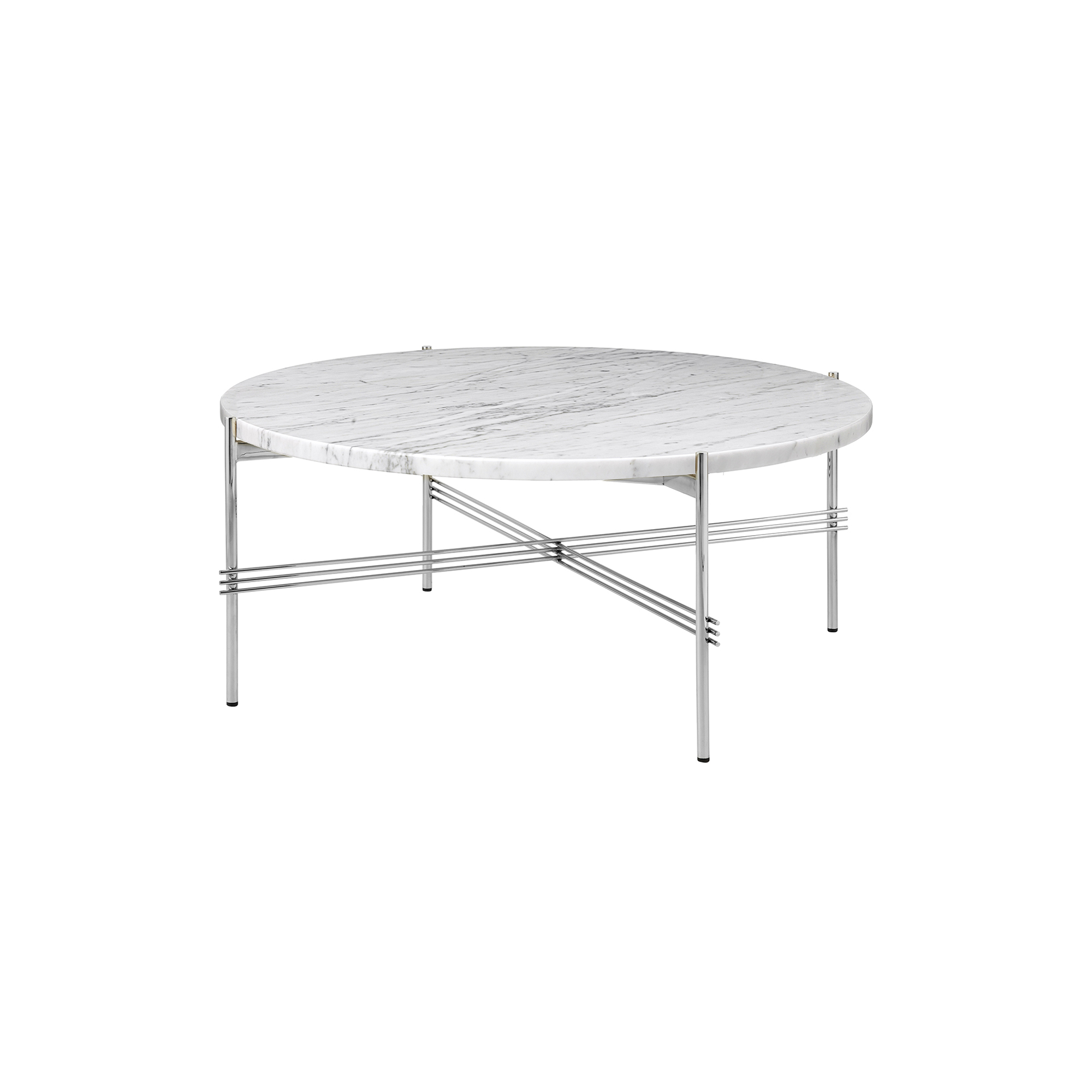 GUBI - TS Coffee Table Ø80, white carrara marble/steel - Ø80 cm