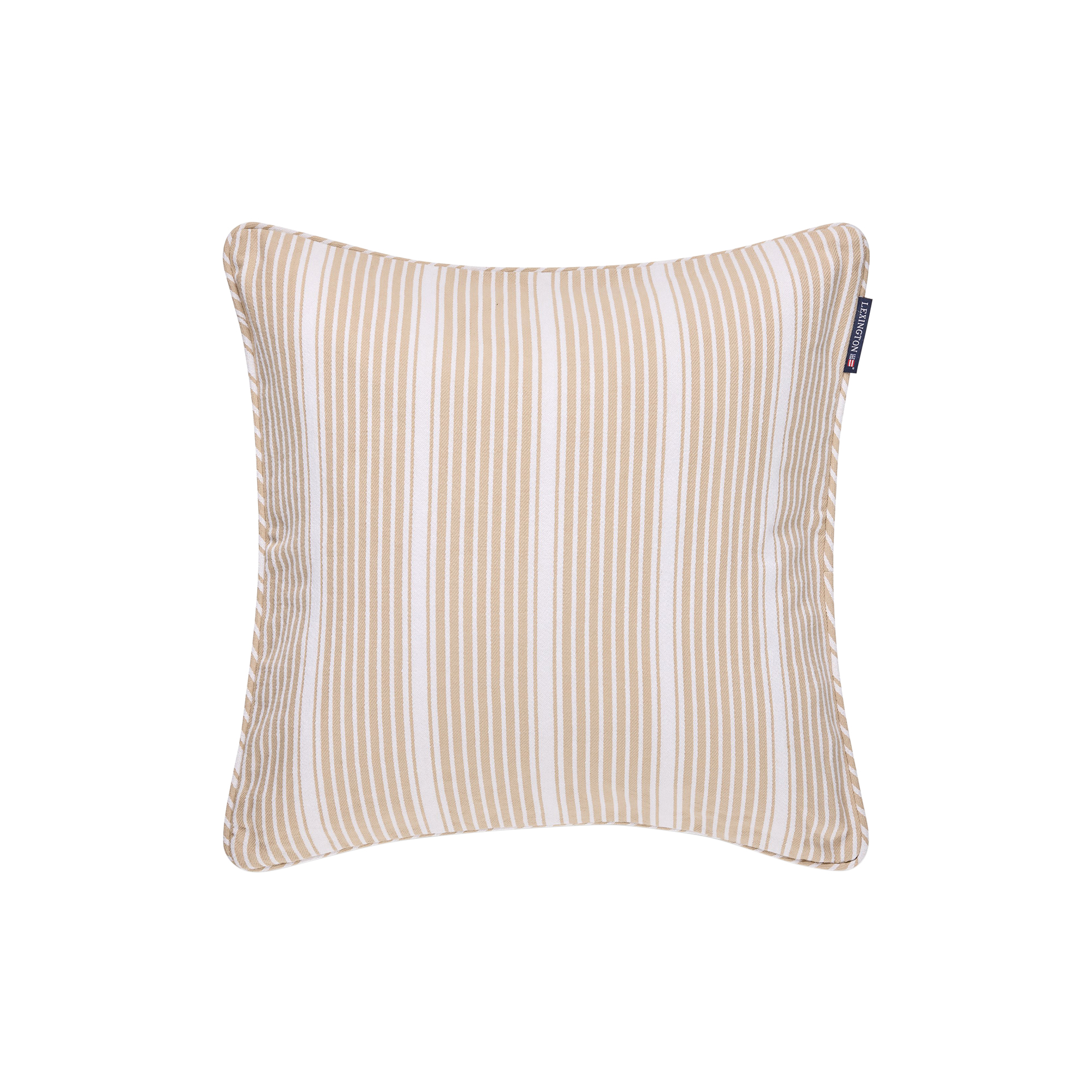 Lexington - Icons Classic Striped Organic Cotton Twill Pillow Cover, beige/white