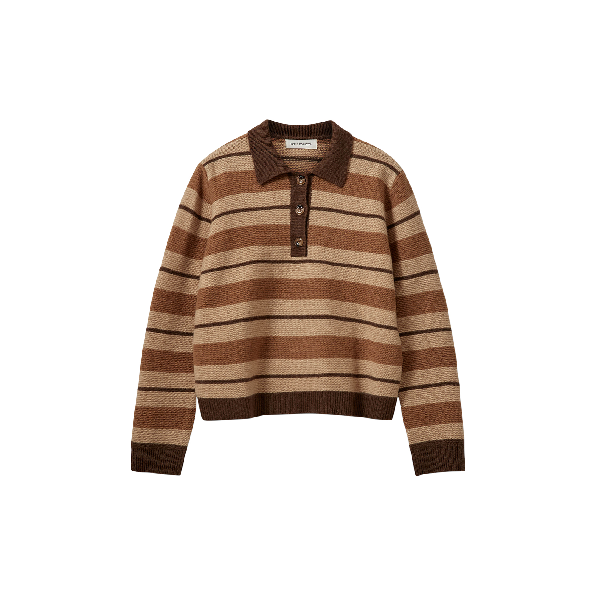 Sofie Schnoor - STORMASW STRIPED KNIT POLO, brown melange - Str. XS
