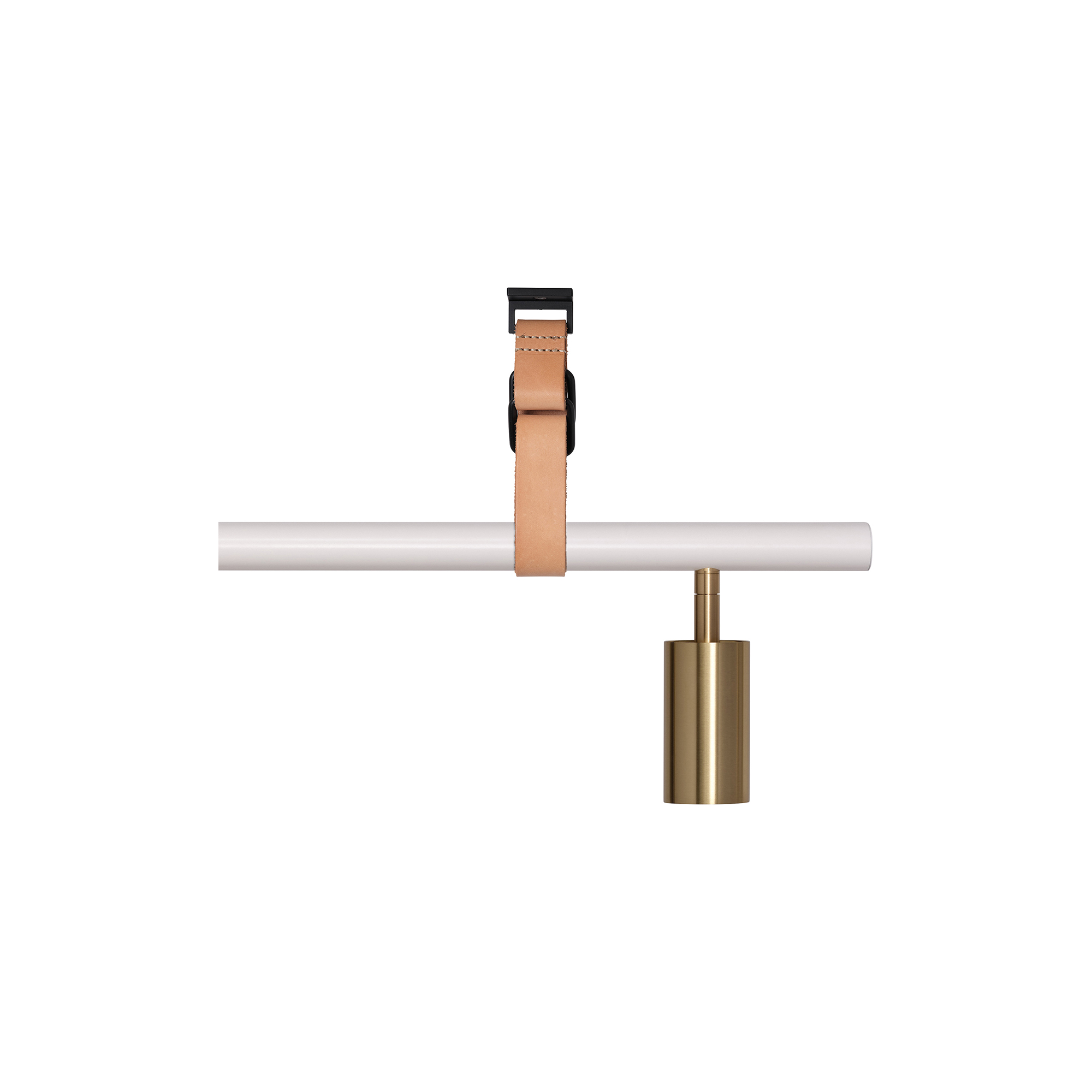 Rubn - Long John 4 Spot Pendant Nature Leather, white/brass