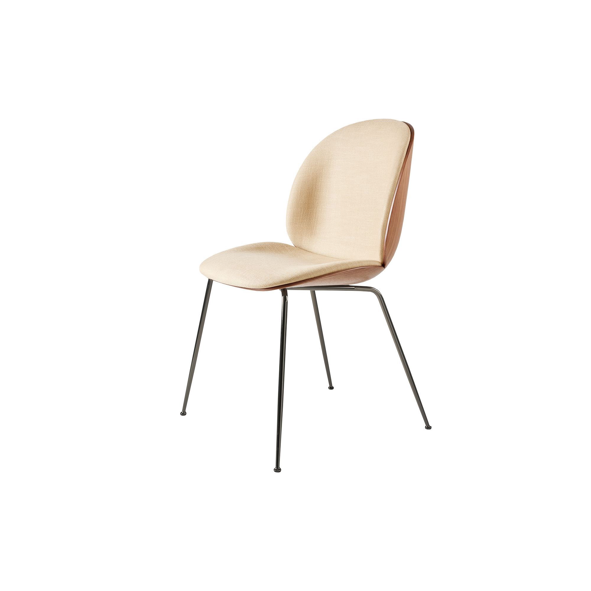 GUBI - Beetle Dining Chair Front Upholstered, Flair Special 134/ black chrome - H: 87 x B: 56 x D: 58 cm.