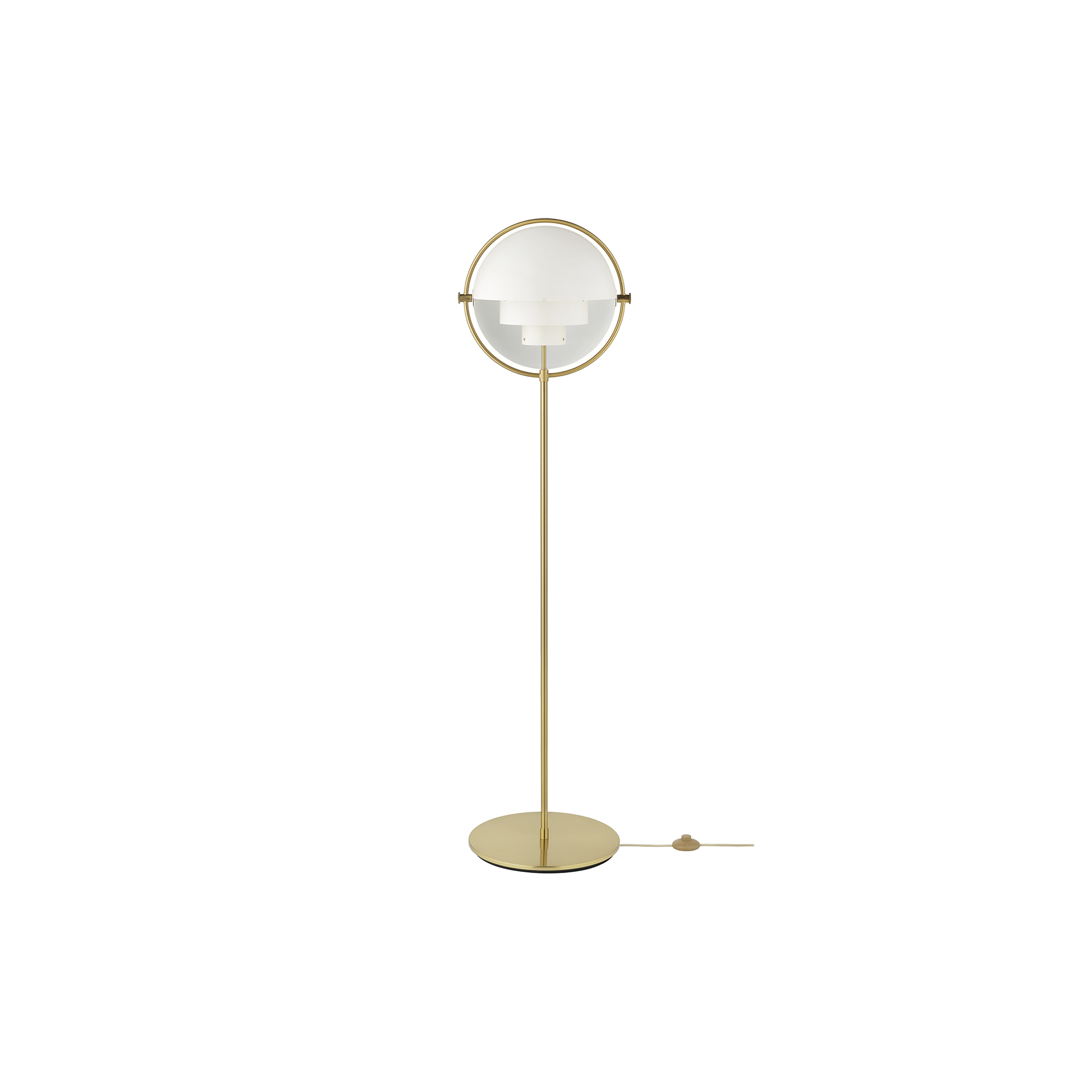 GUBI - Multi-Lite Floor Lamp, white semi matt/brass - H: 148 x B: 39 x D: 32 cm.