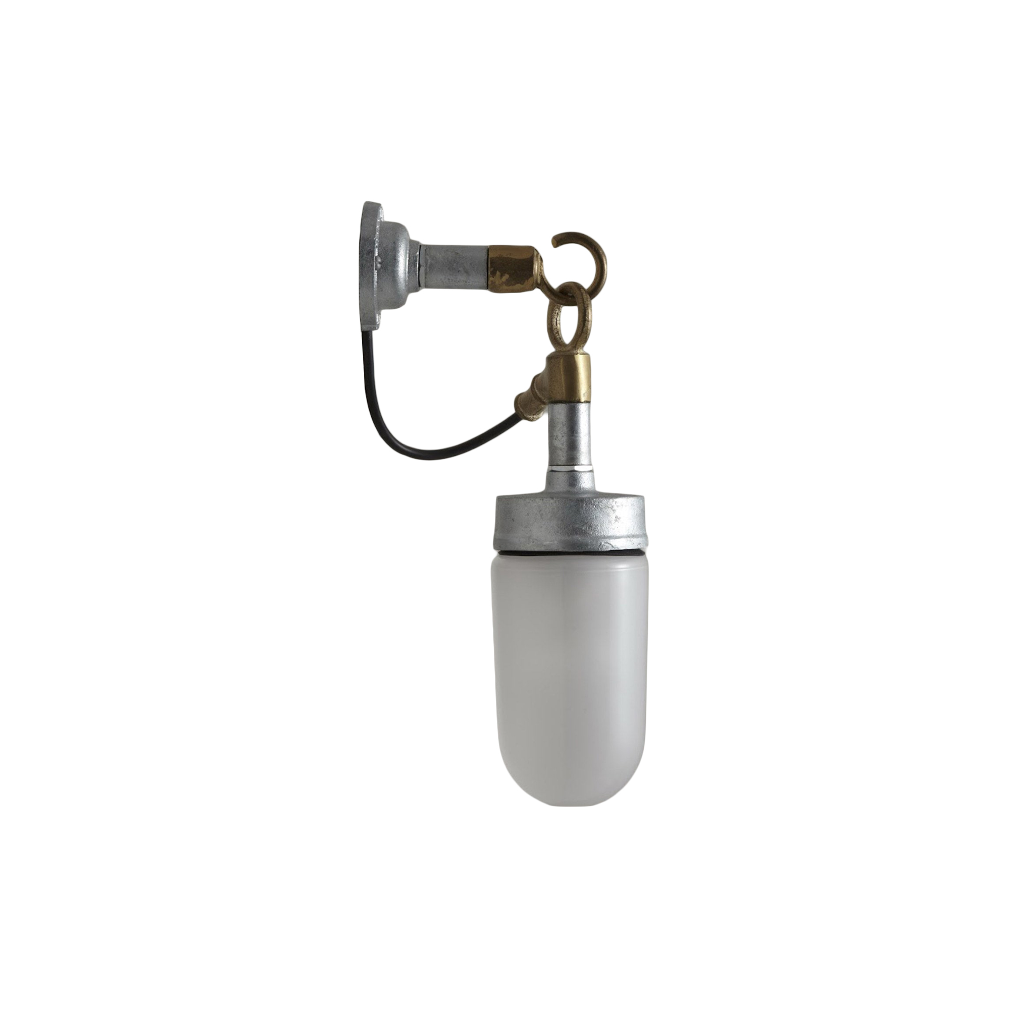 Original BTC - Well Glass Wall Light 7679, galvanised silver/frosted