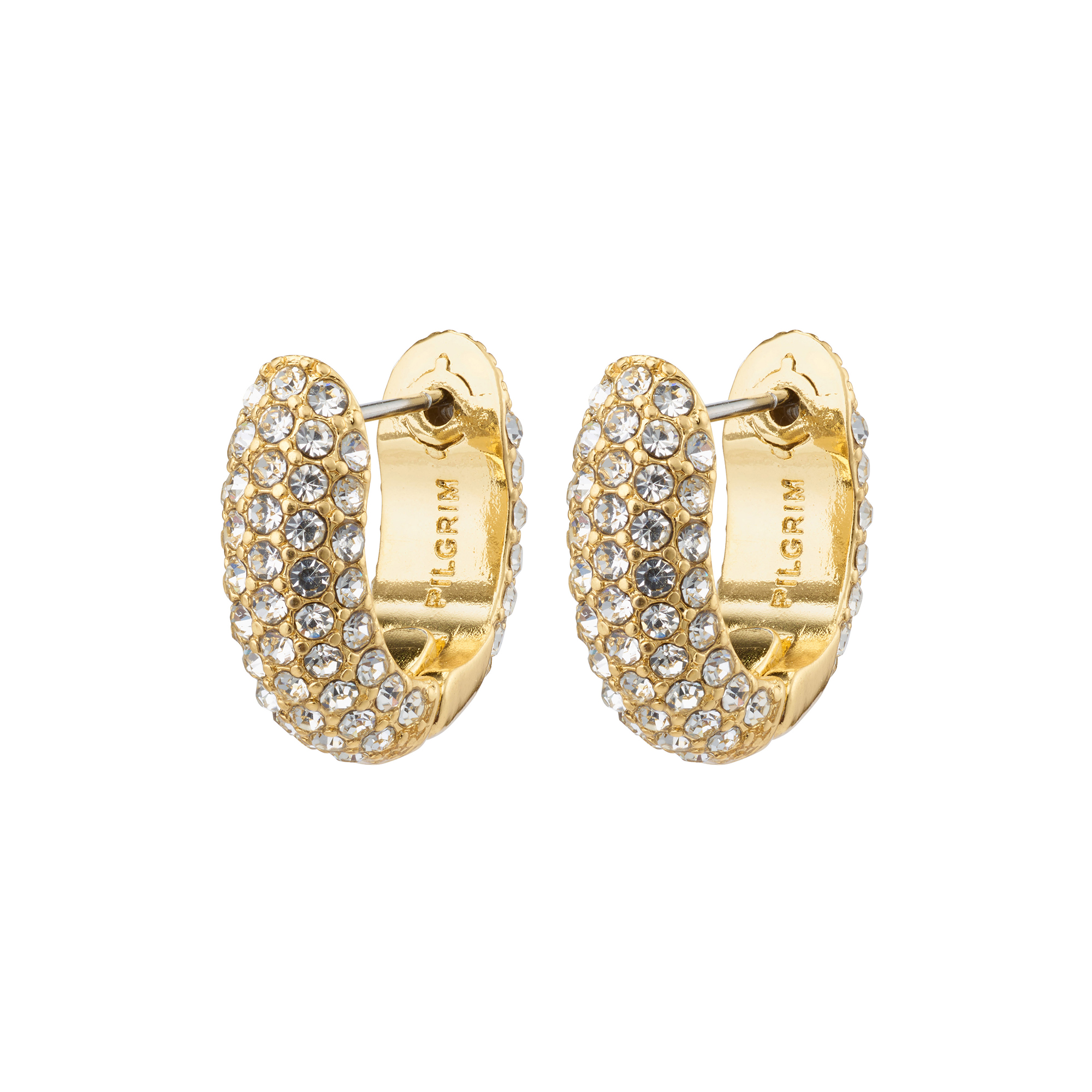 Pilgrim - LONA Chunky Crystal Huggie Hoops, gold plated