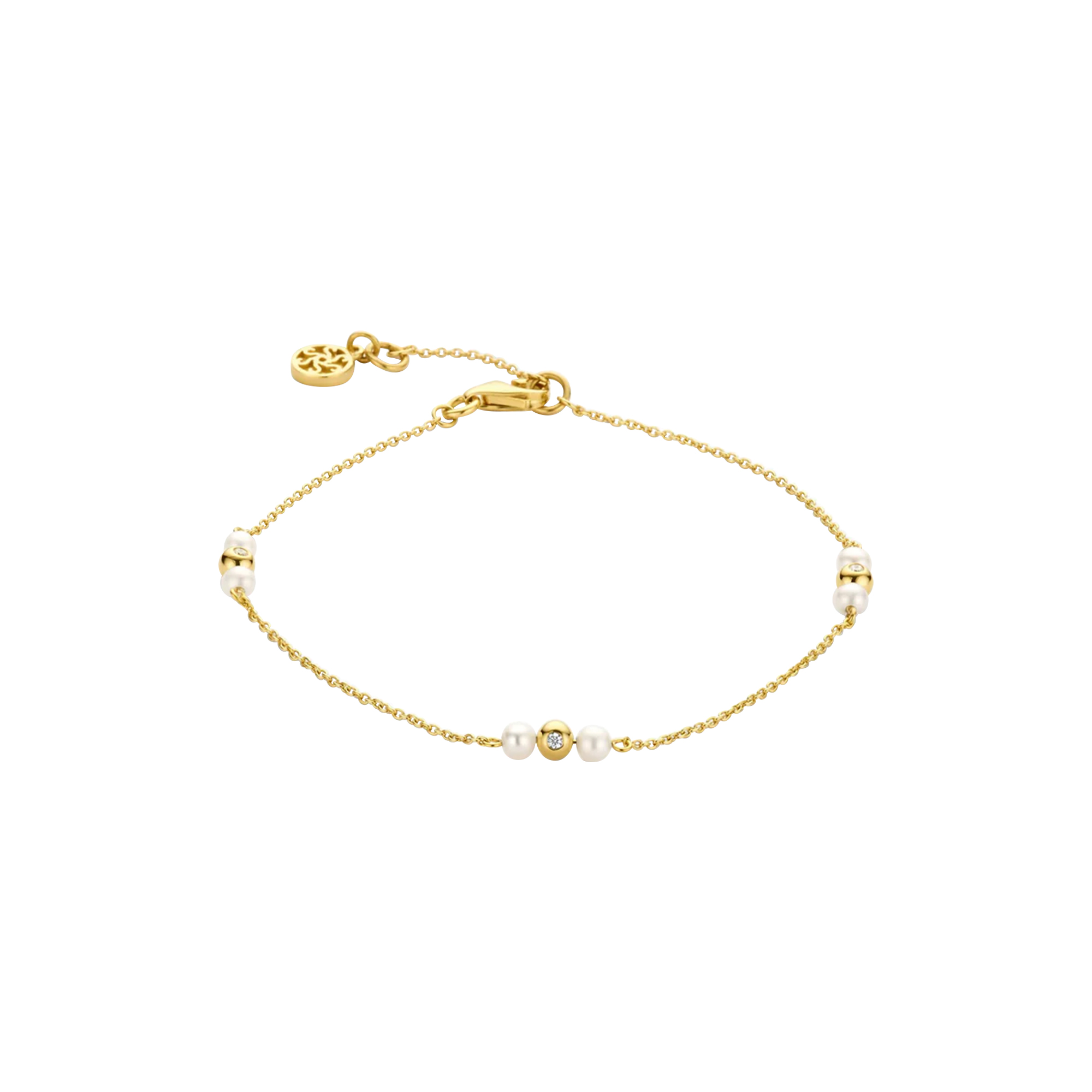 Spirit Icons - OPHELIA ARMBÅND, guld/diamanter/ferskvandsperler