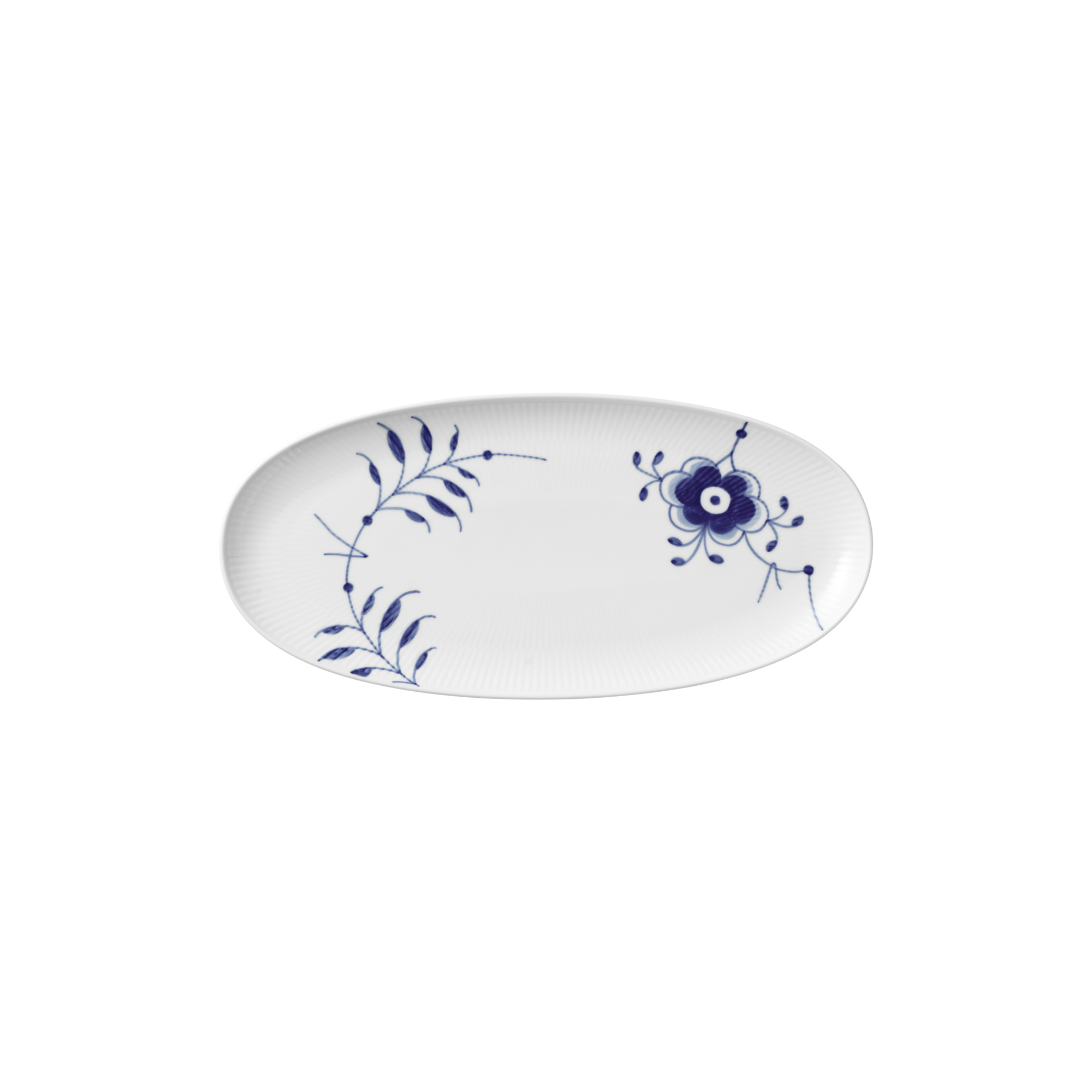 Royal Copenhagen - Blå Mega Riflet aflangt fad 37 cm