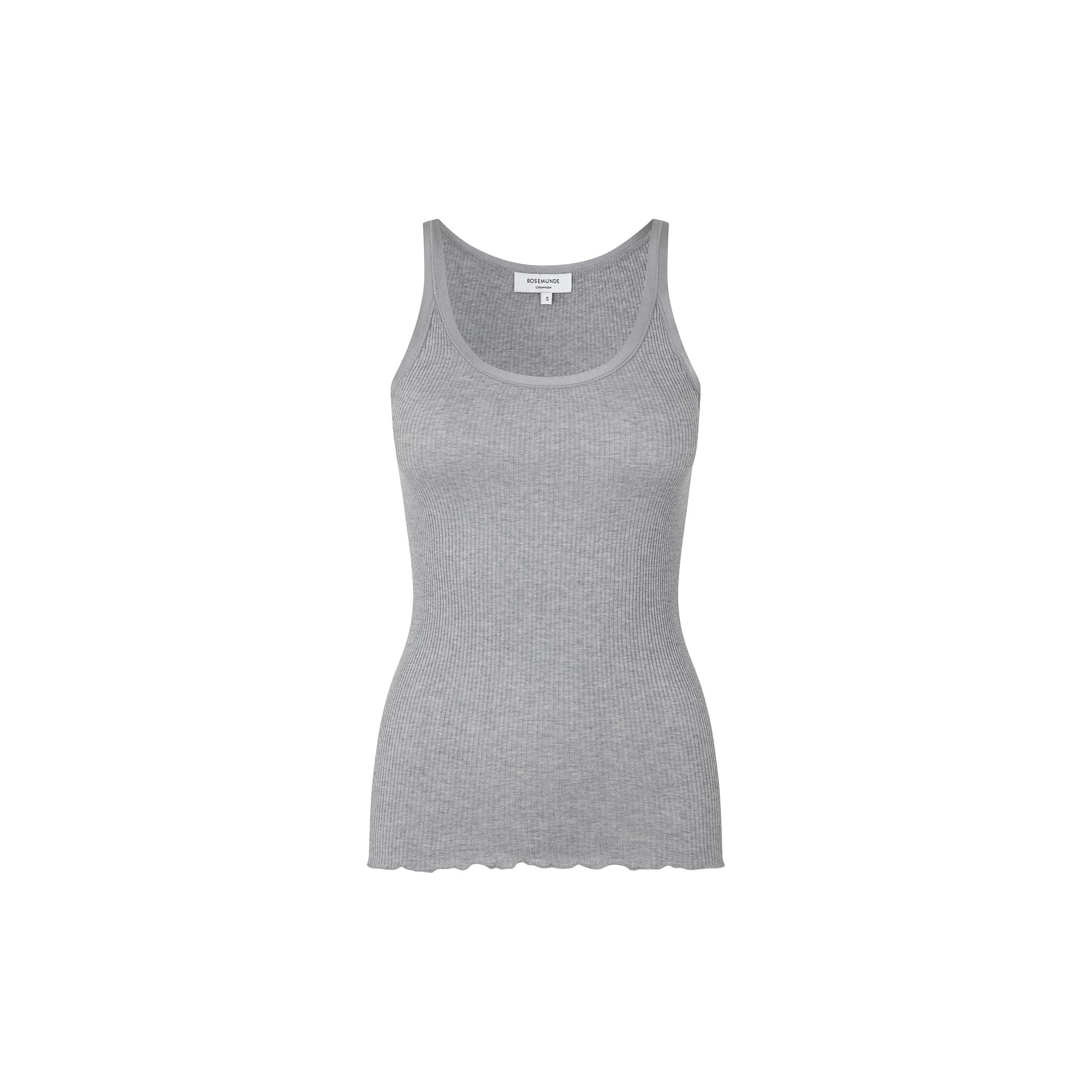 Rosemunde - Silketop med elastikbånd, light grey melange - Str. L