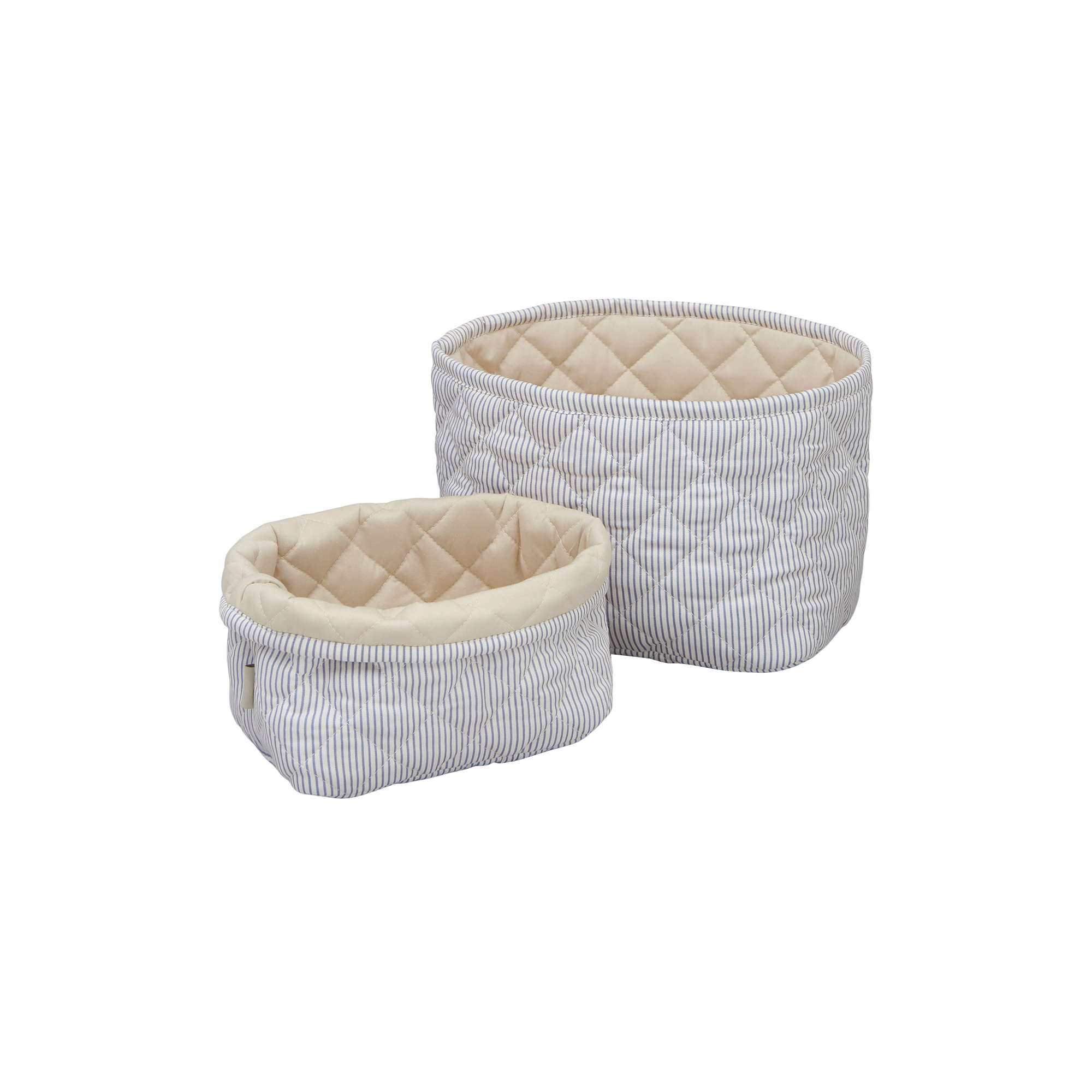 Cam Cam Copenhagen - Quiltet opbevaringskurv 2-pak, classic stripes blue/praline