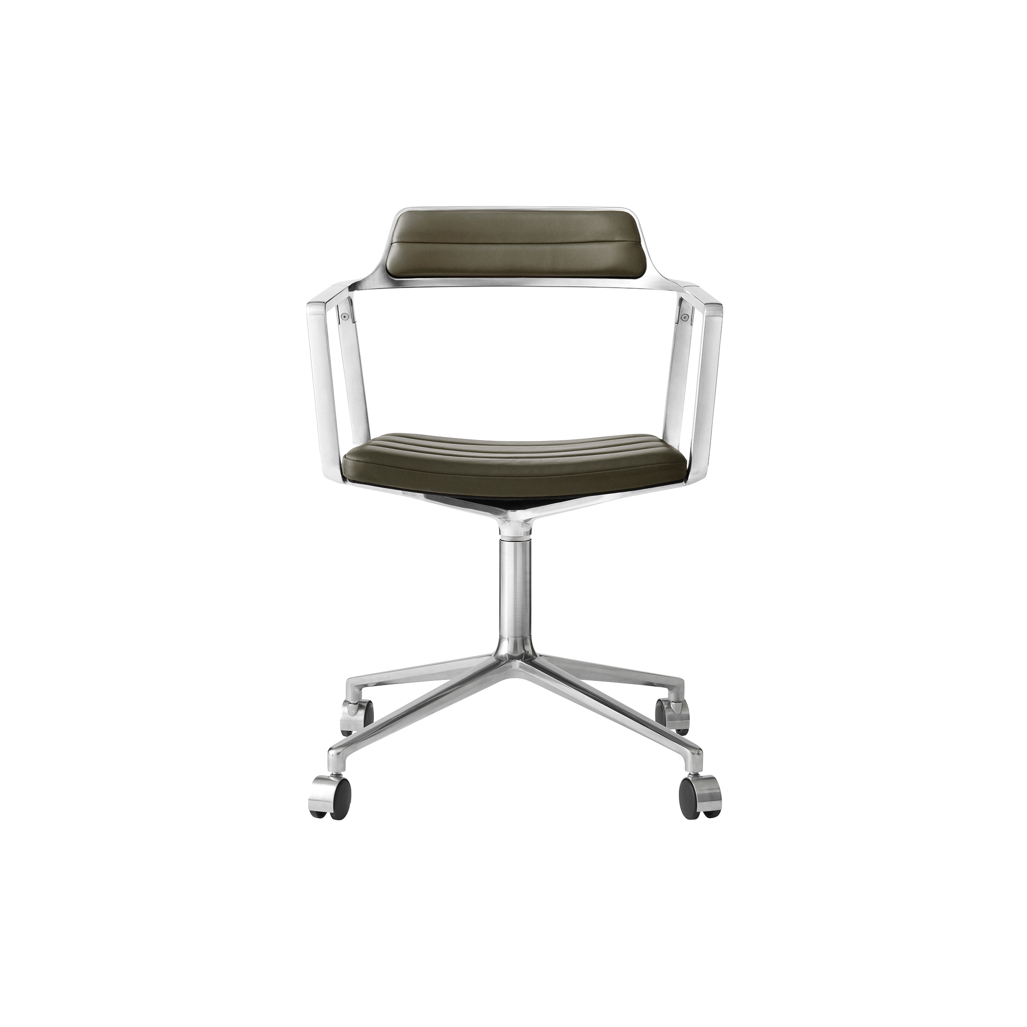 Vipp - VIPP452 Swivel Chair with Castors, bosco green/polished aluminium