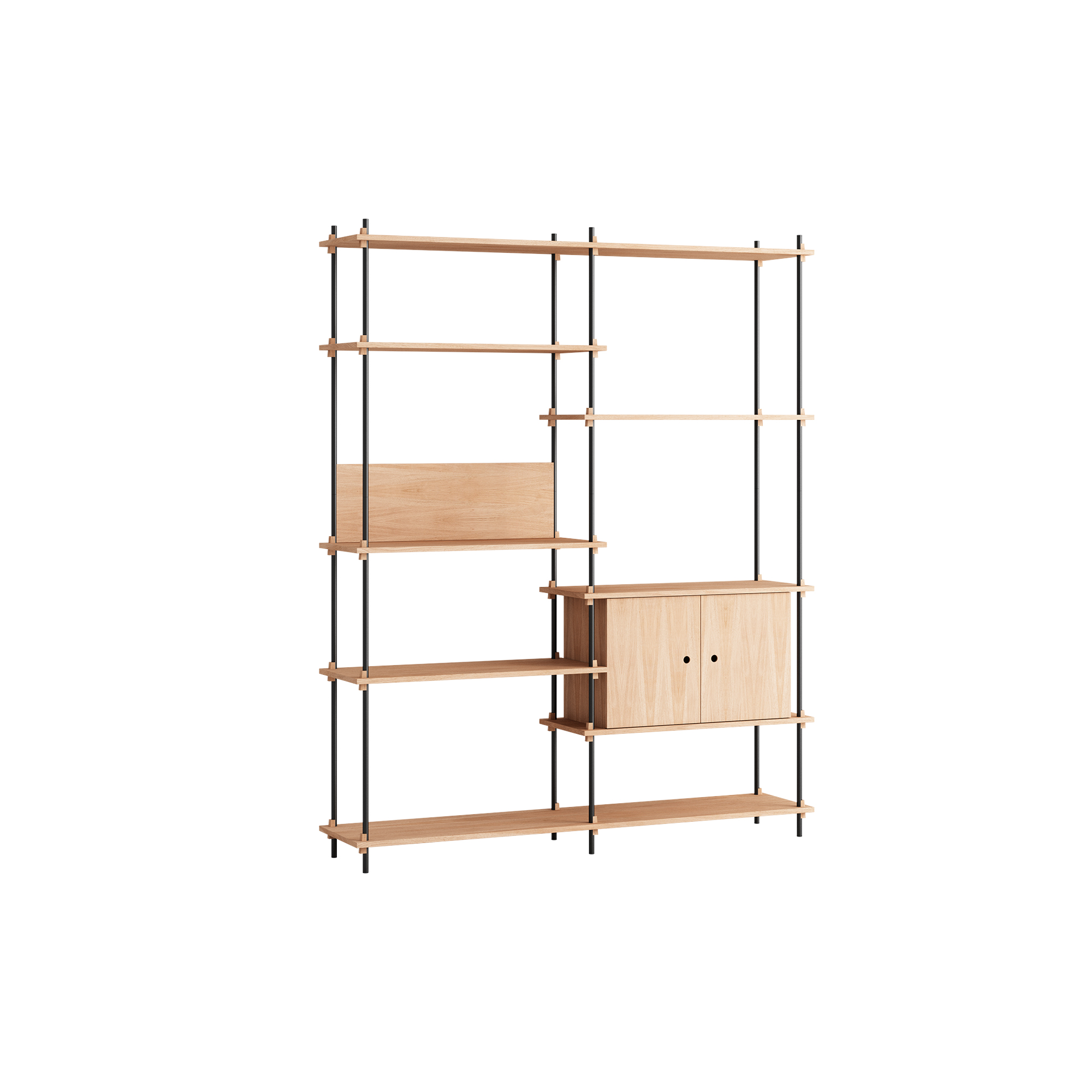 MOEBE - Shelving Tall Cabinet, oak/black