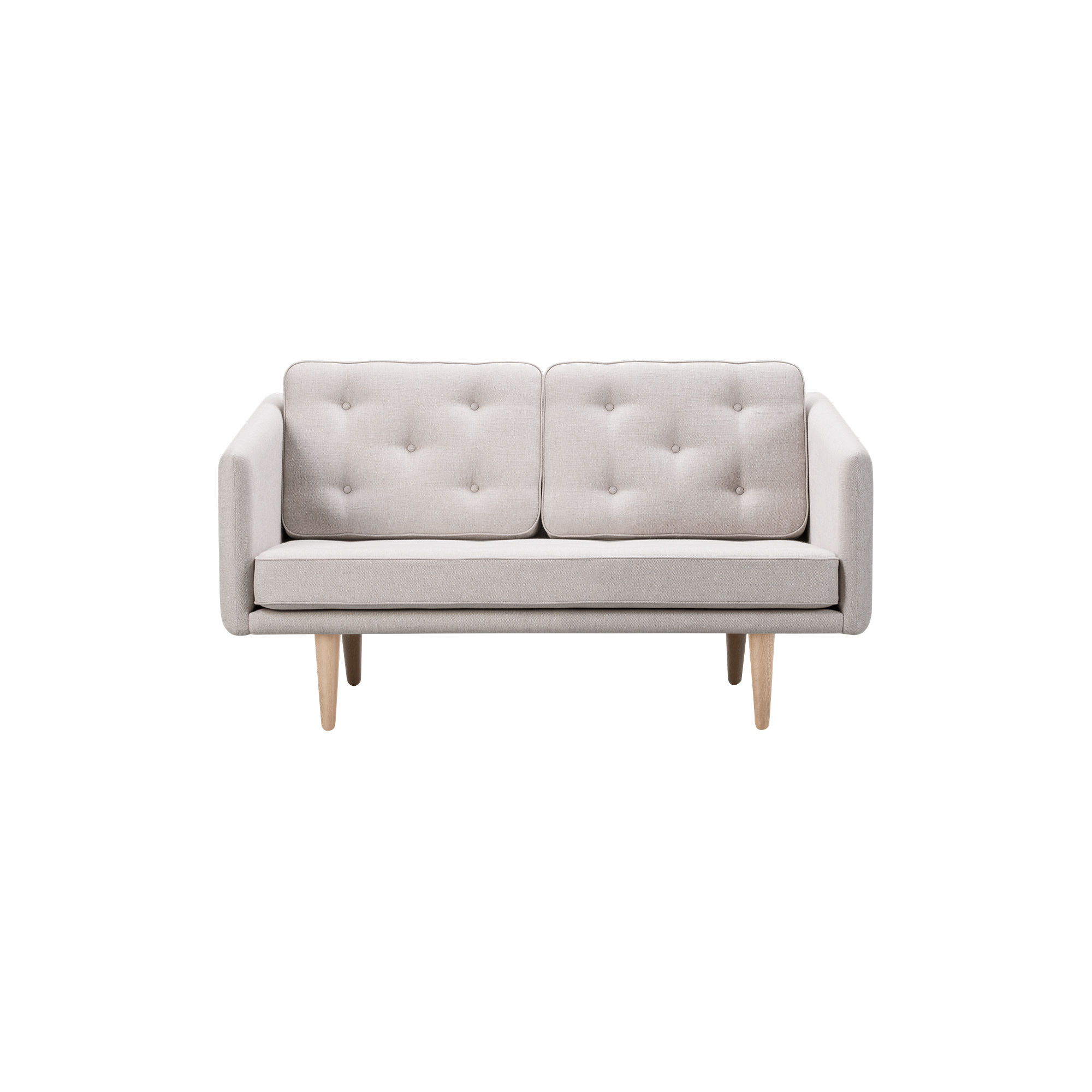 Fredericia Furniture - No. 1 2002 2 pers. sofa, beige/sæbebehandlet eg - H: 83 x L: 143 x D: 86 cm.