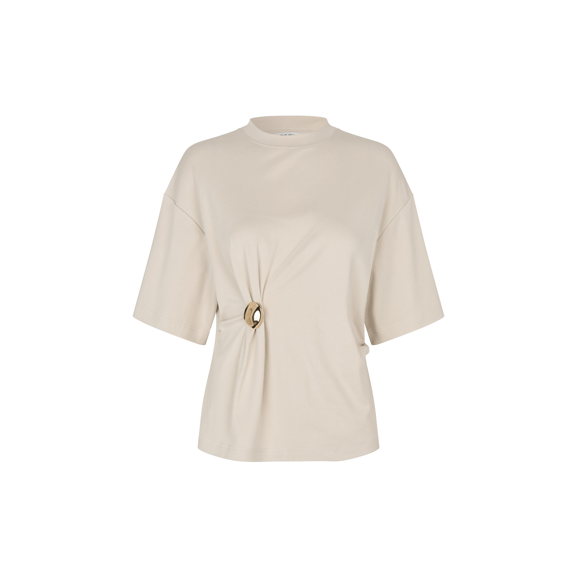 Second Female - Enora Brooch Tee, soft beige - Str. S