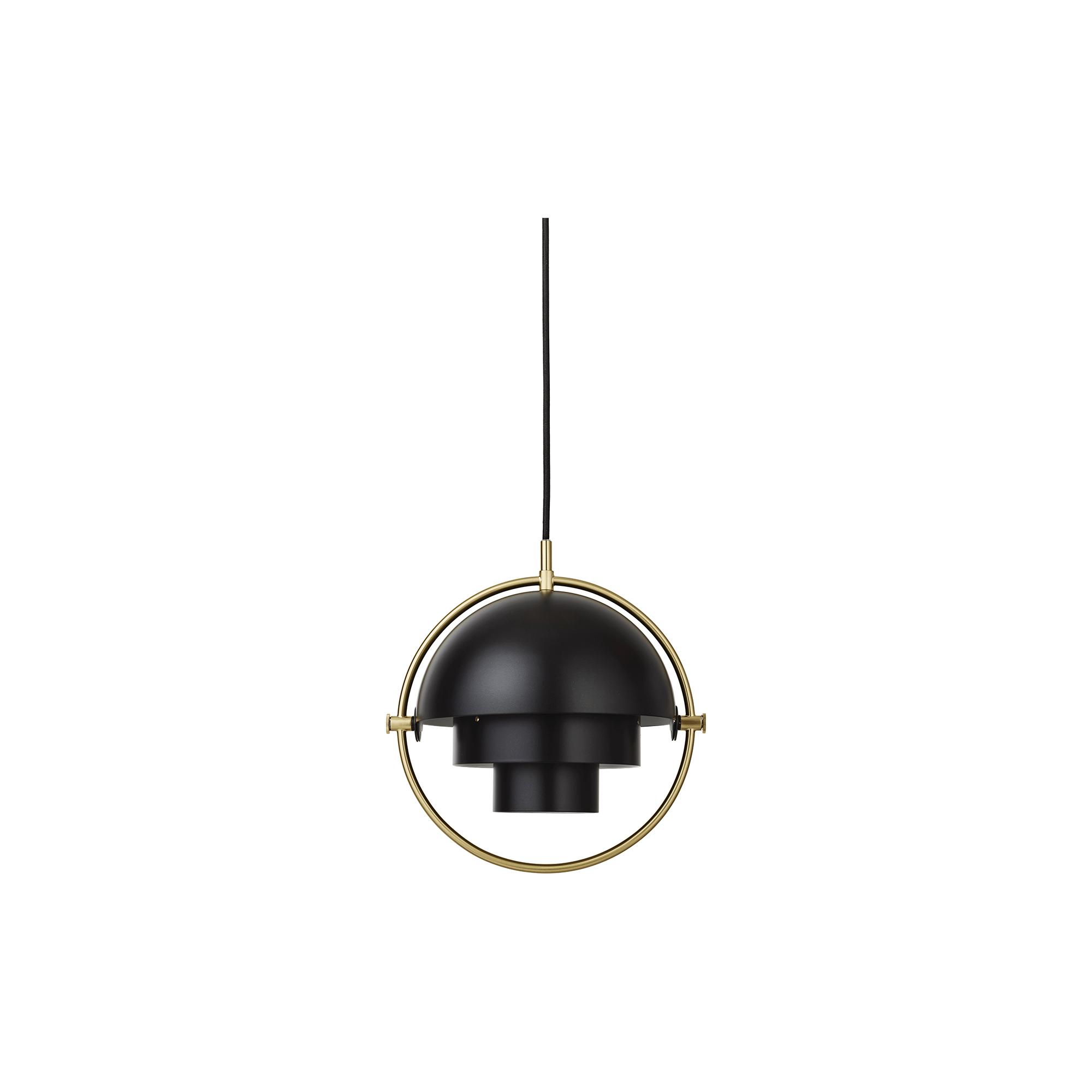 GUBI - Multi-Lite Pendant, black semi matt/brass - H: 28 x Ø 22,5 cm.