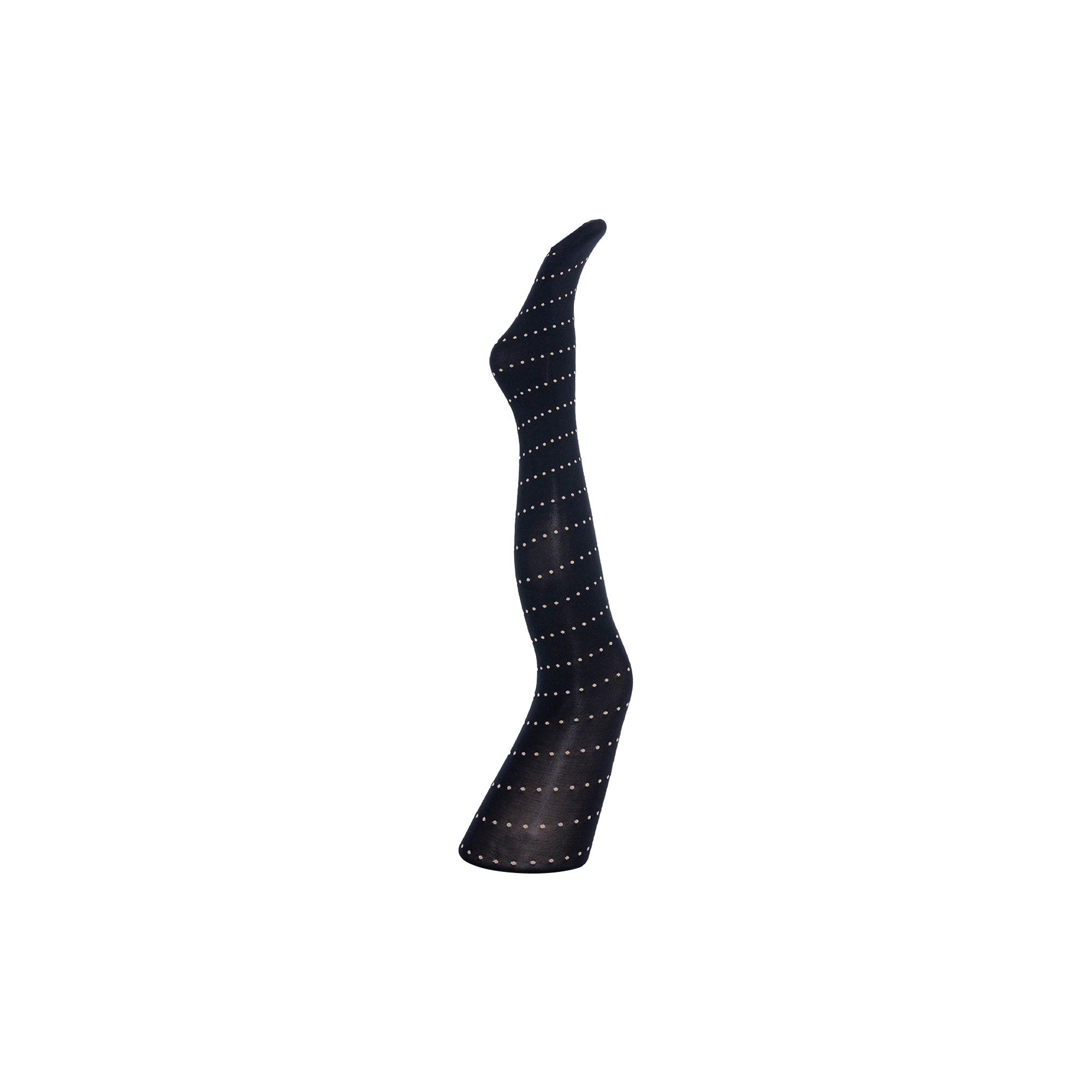 A MOÌ - Ellen black bias dot tights, black w. light sand dots - 1-XS-M