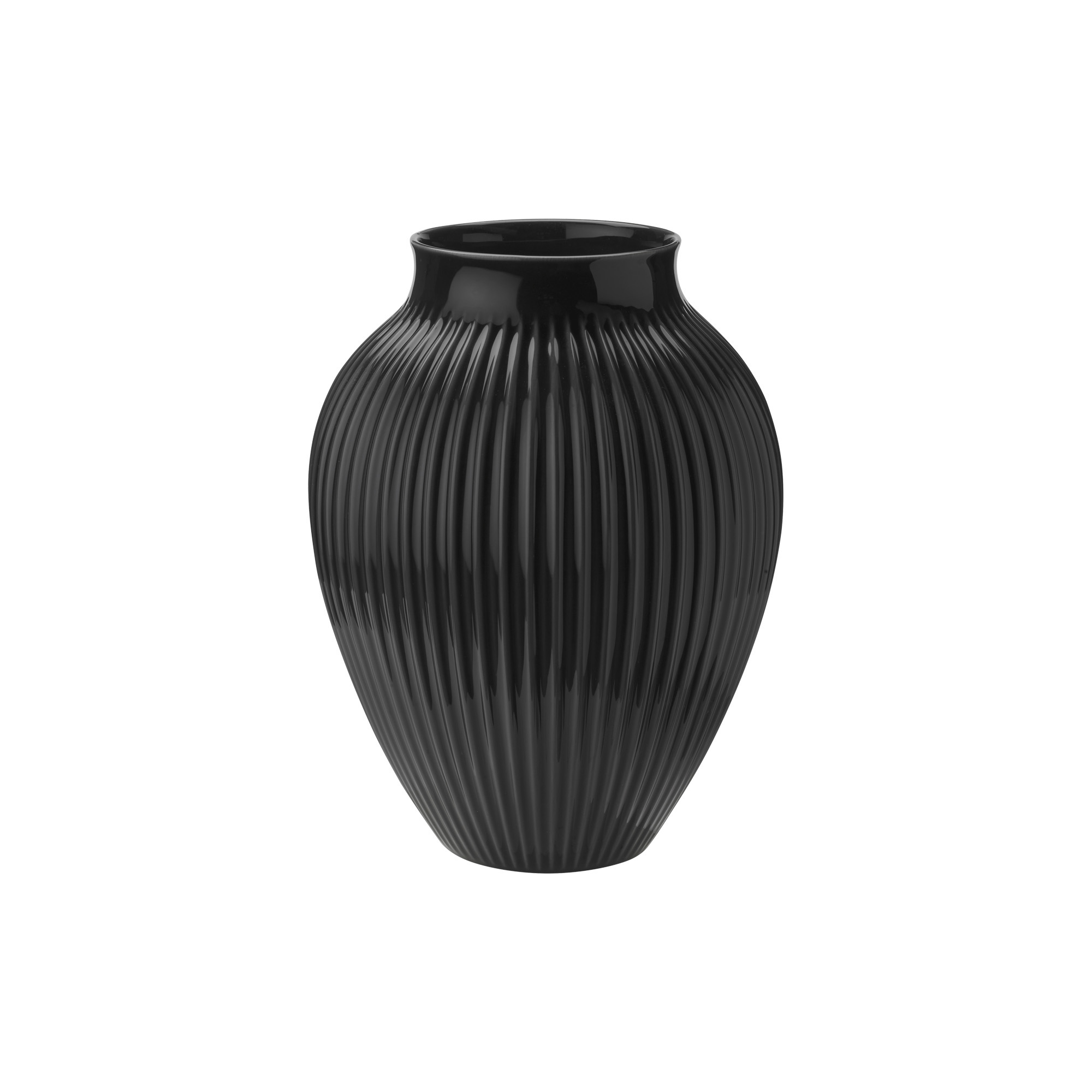 Knabstrup Keramik - Knabstrup vase ripple, black - H35 cm
