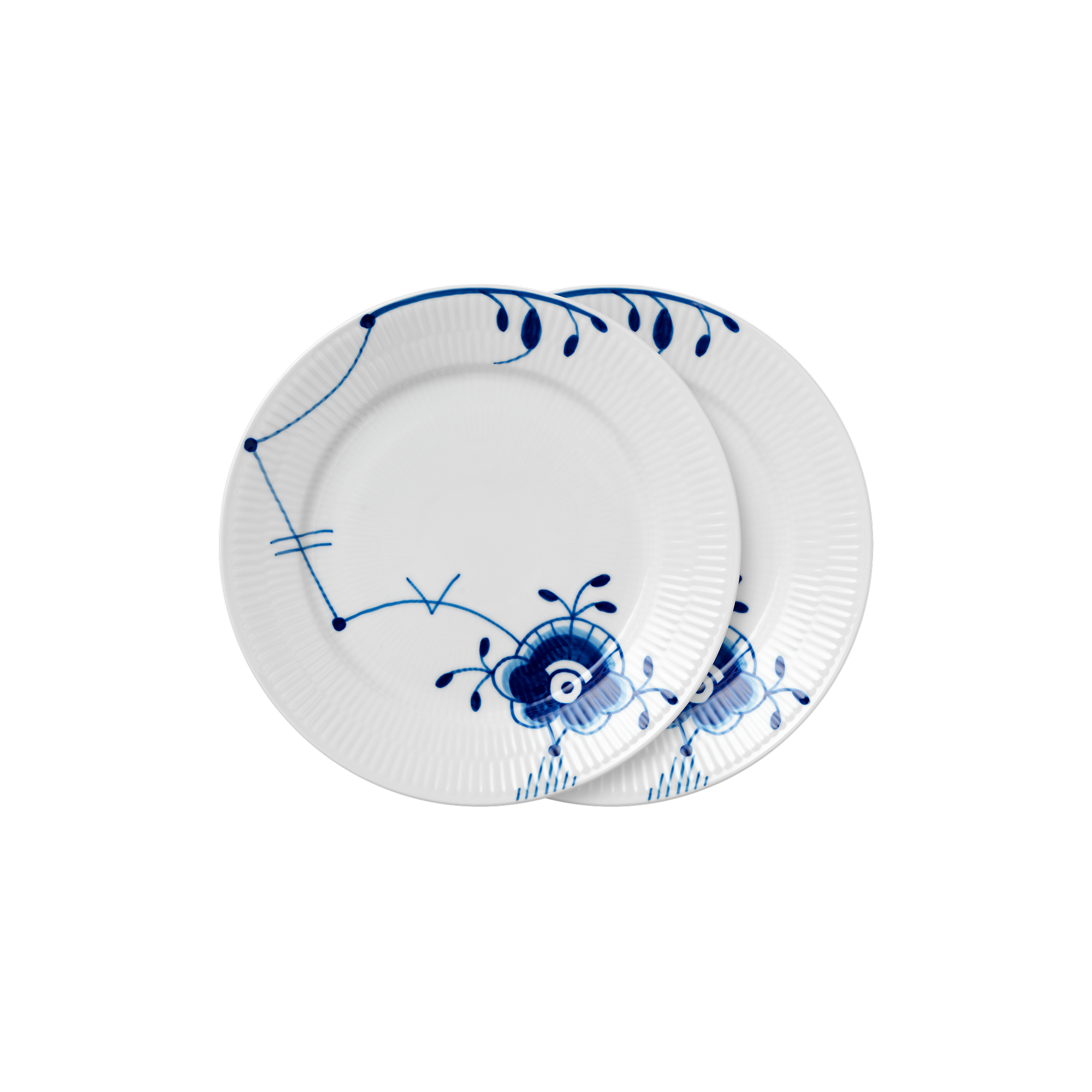 Royal Copenhagen - Blå Mega Riflet tallerken Ø 22 cm 2 stk., Nr. 6