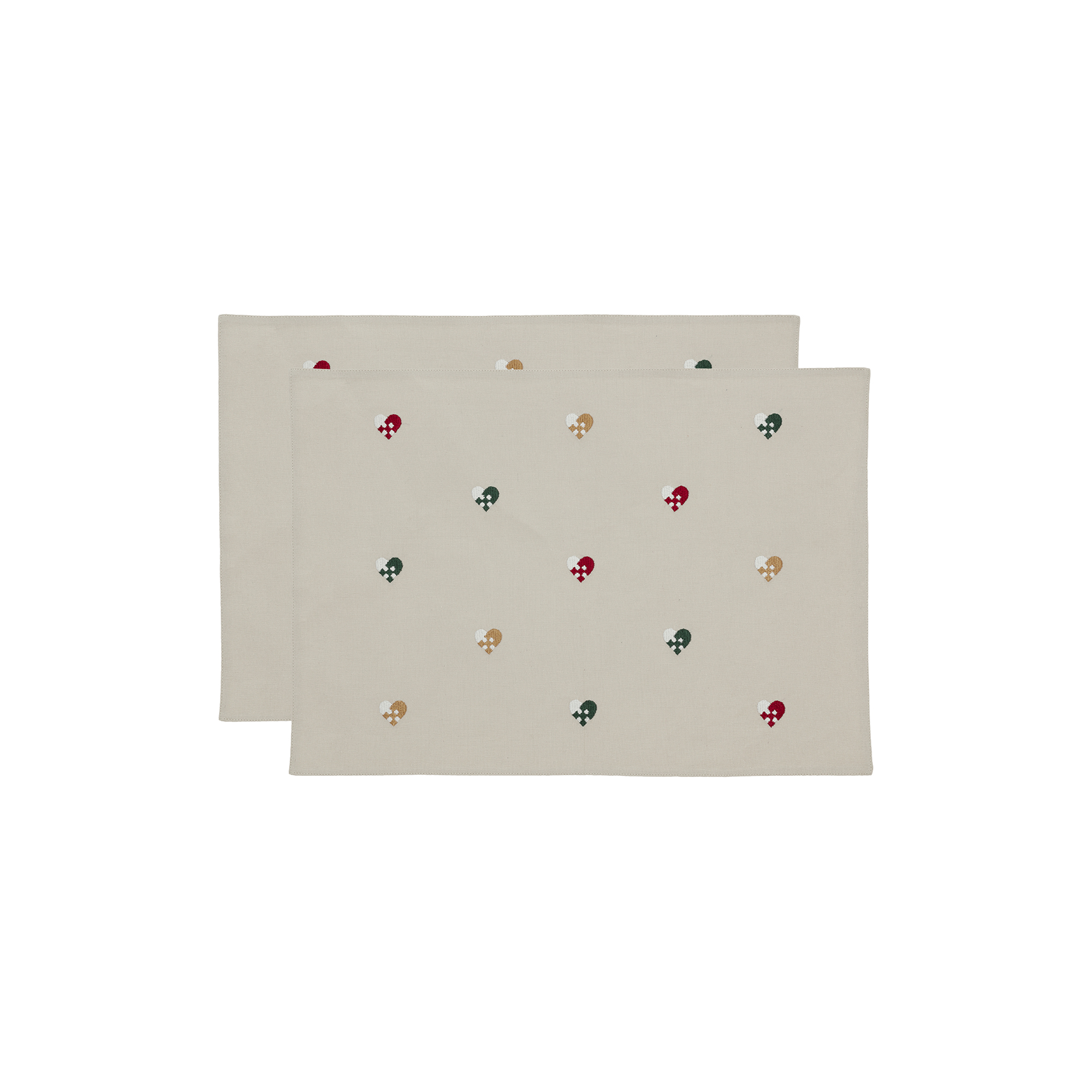 Södahl - Dækkeserviet Christmas Hearts Embroidery 2-pk, red