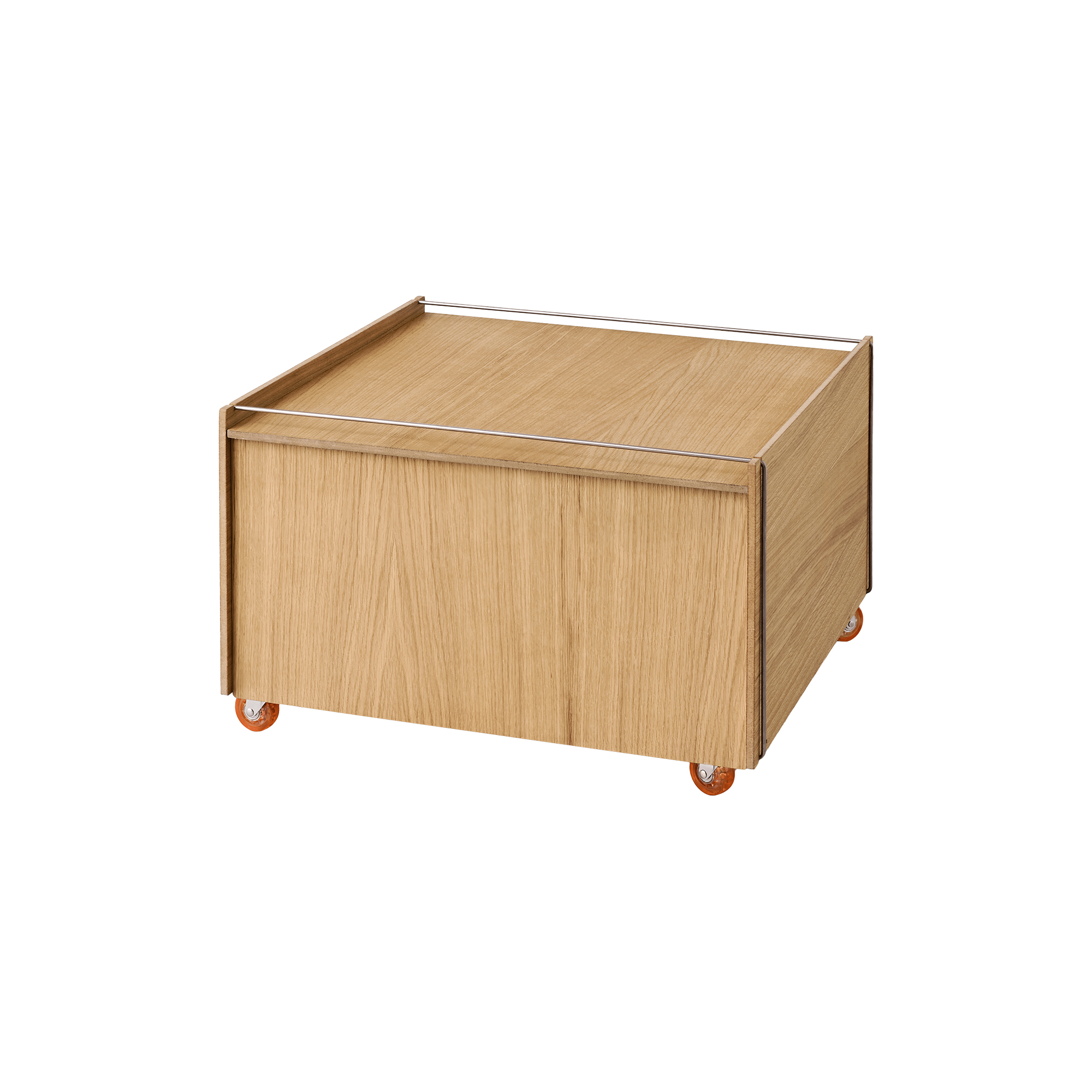MOEBE - Storage Chest w. Wheels and Lid | Oiled Oak/Stainless Steel | Bord
