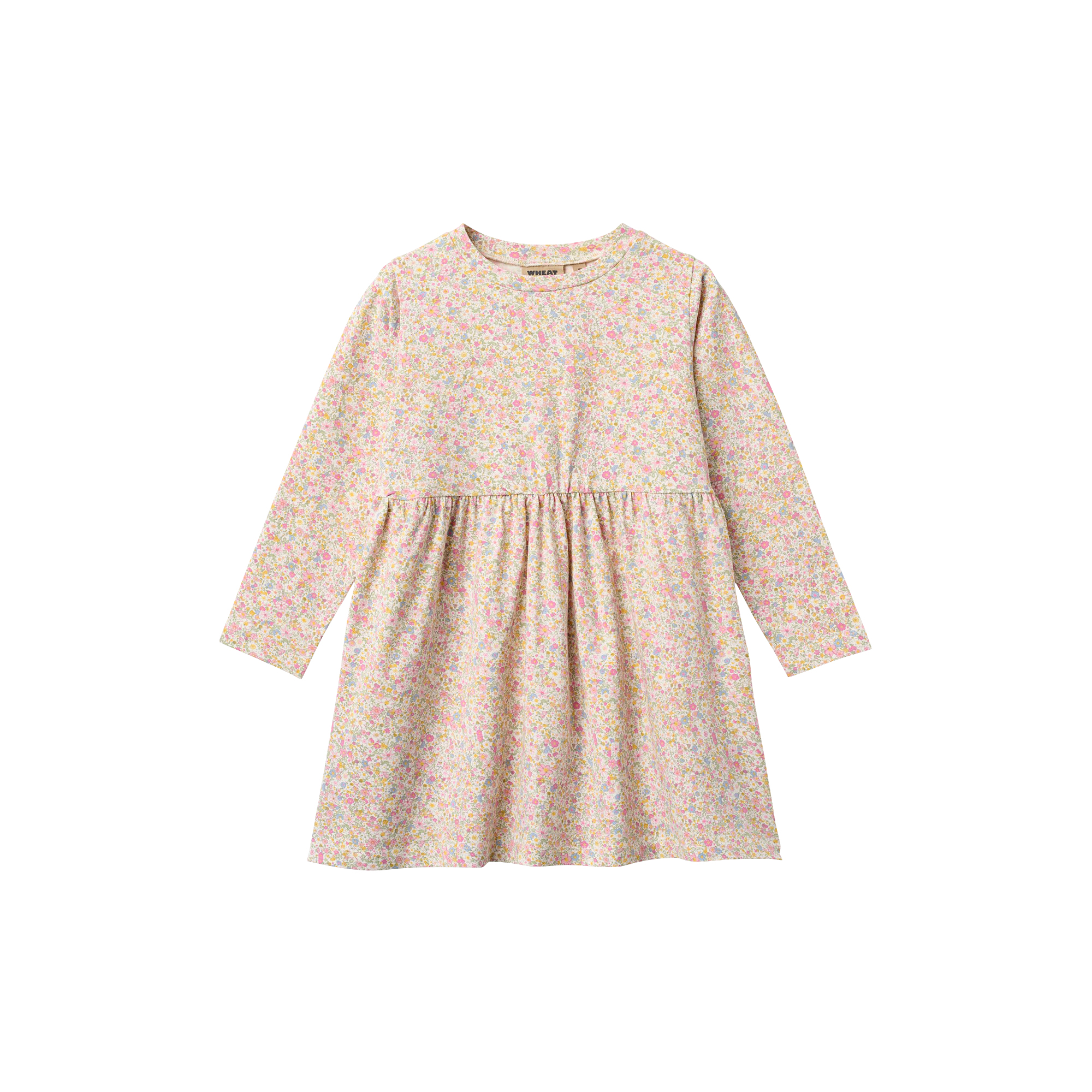 Wheat - Jersey Dress L/S Sessa, blush flower meadow - Str. 5Y-110