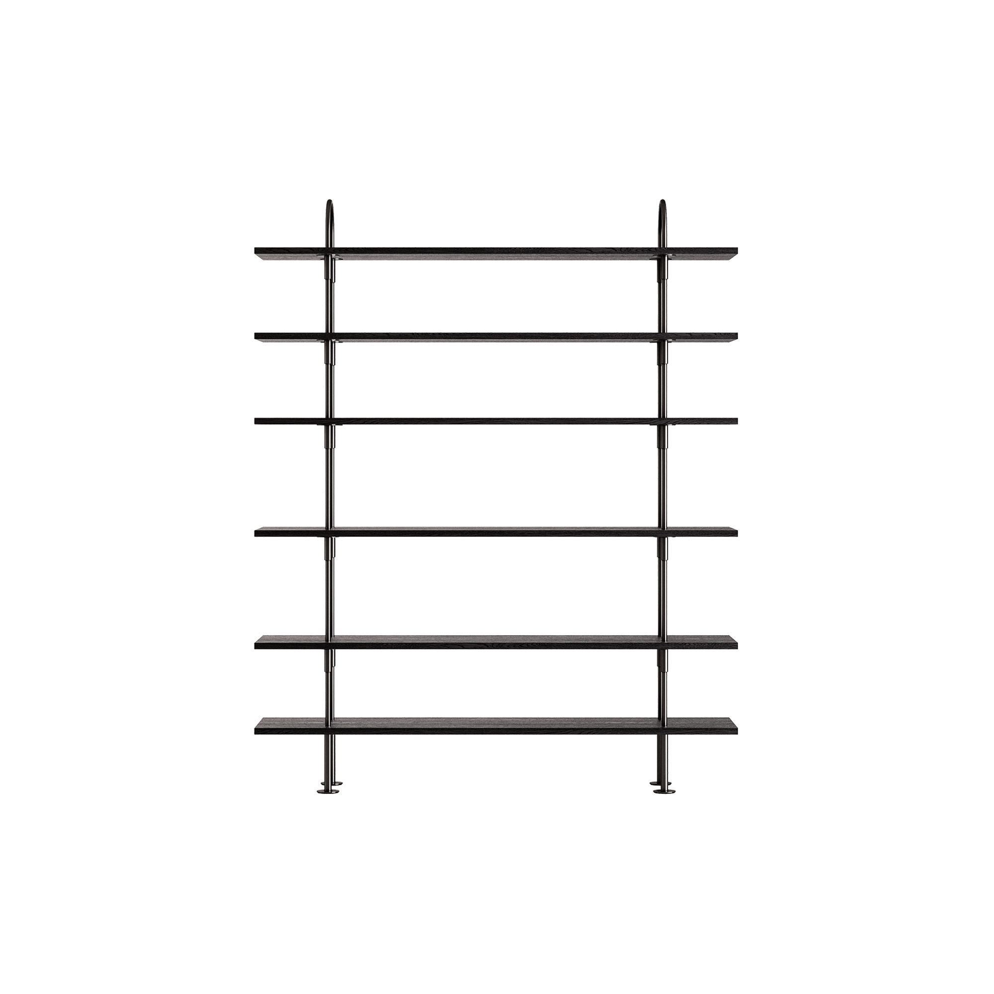 GUBI - Keen Shelving, black brass/ash veneer - B96 cm