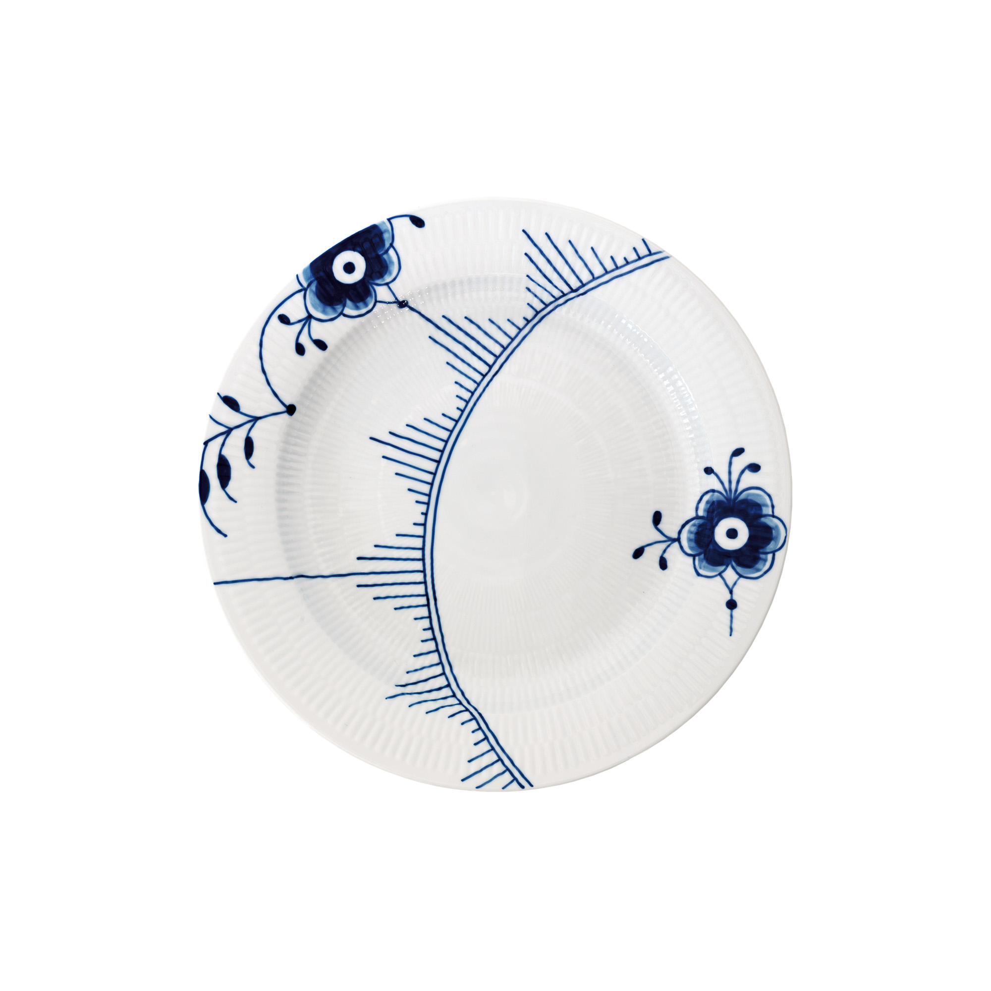 Royal Copenhagen - Blå Mega Riflet fad rundt Ø 33 cm