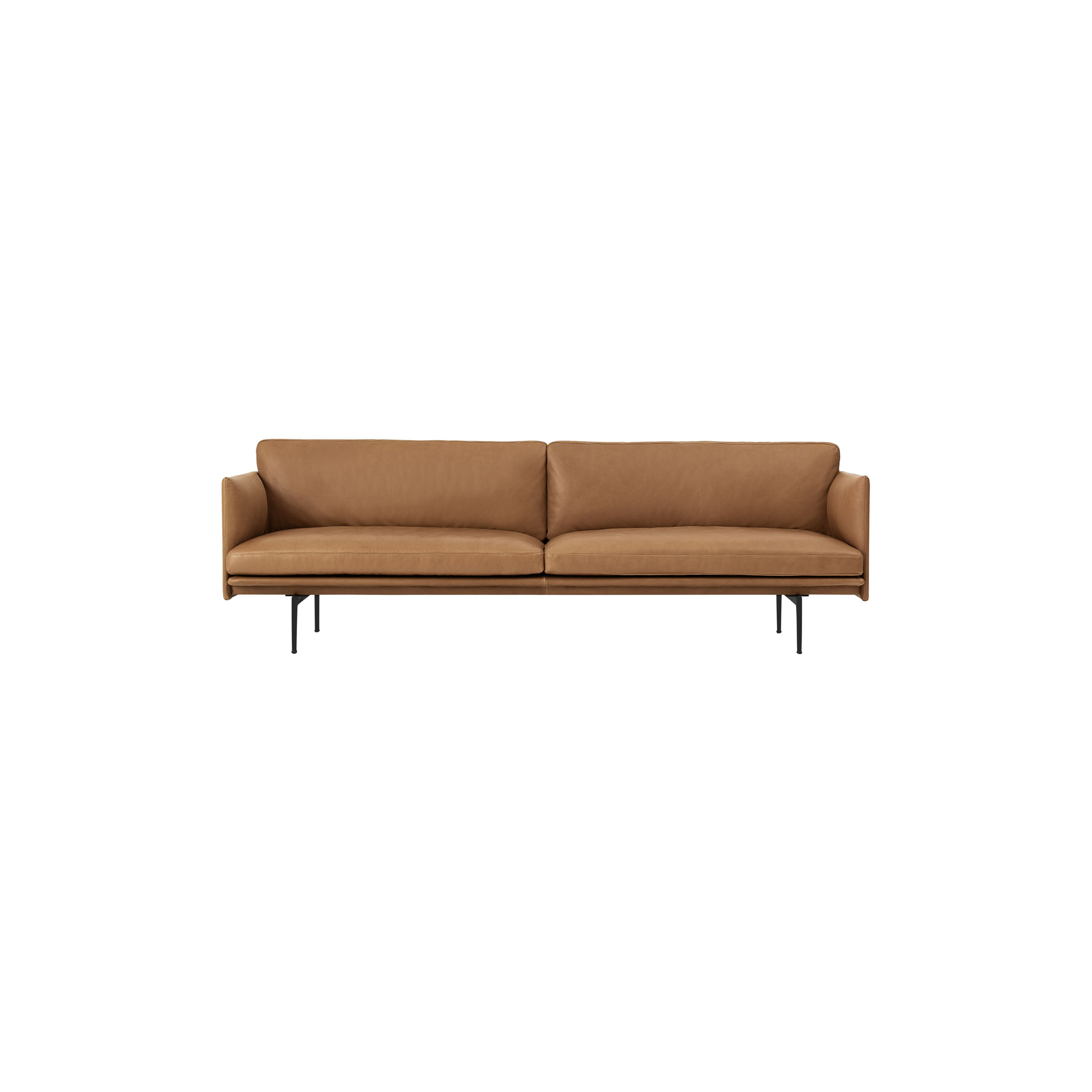 Muuto - Outline Sofa 3-seater, refine leather cognac/black - 220x84 cm