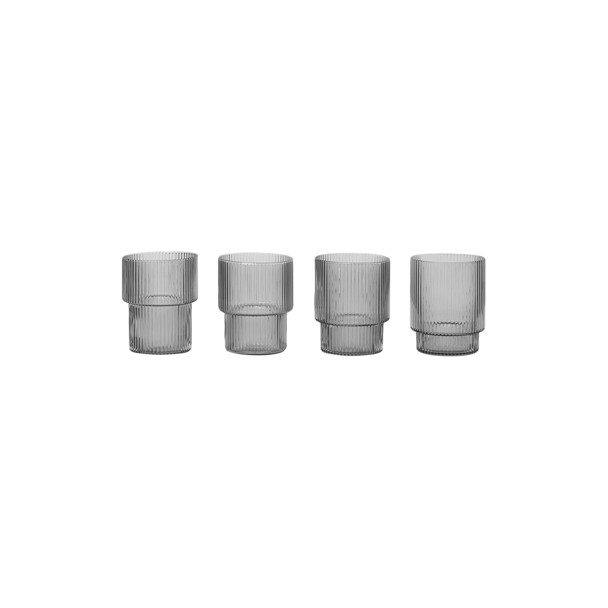 ferm LIVING - Ripple Glasses 4 pcs, smoked grey