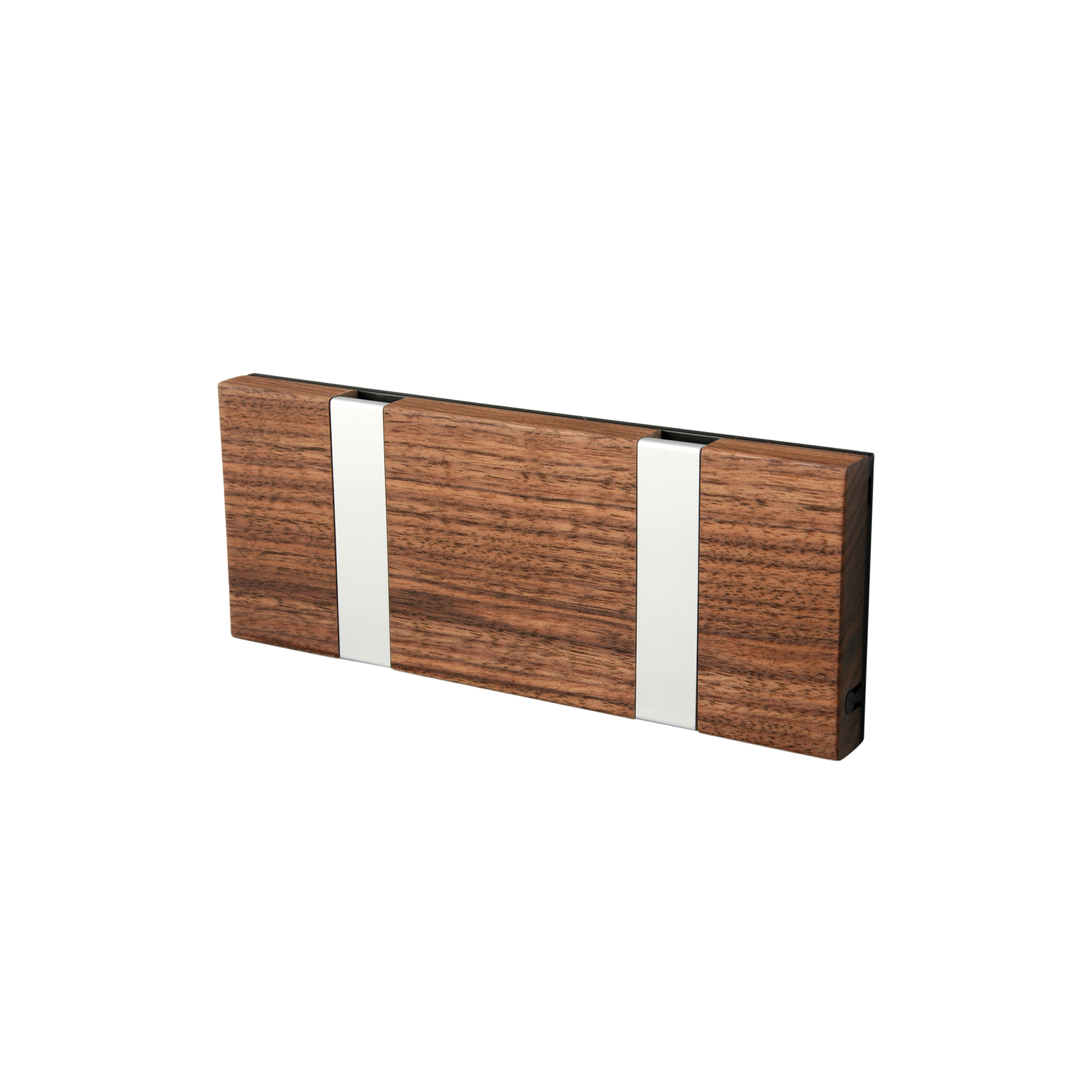 LoCa - KNAX vandret 2 knagerække, valnød/grå - H: 7,9 x L: 19,8 x D: 1,8 cm.