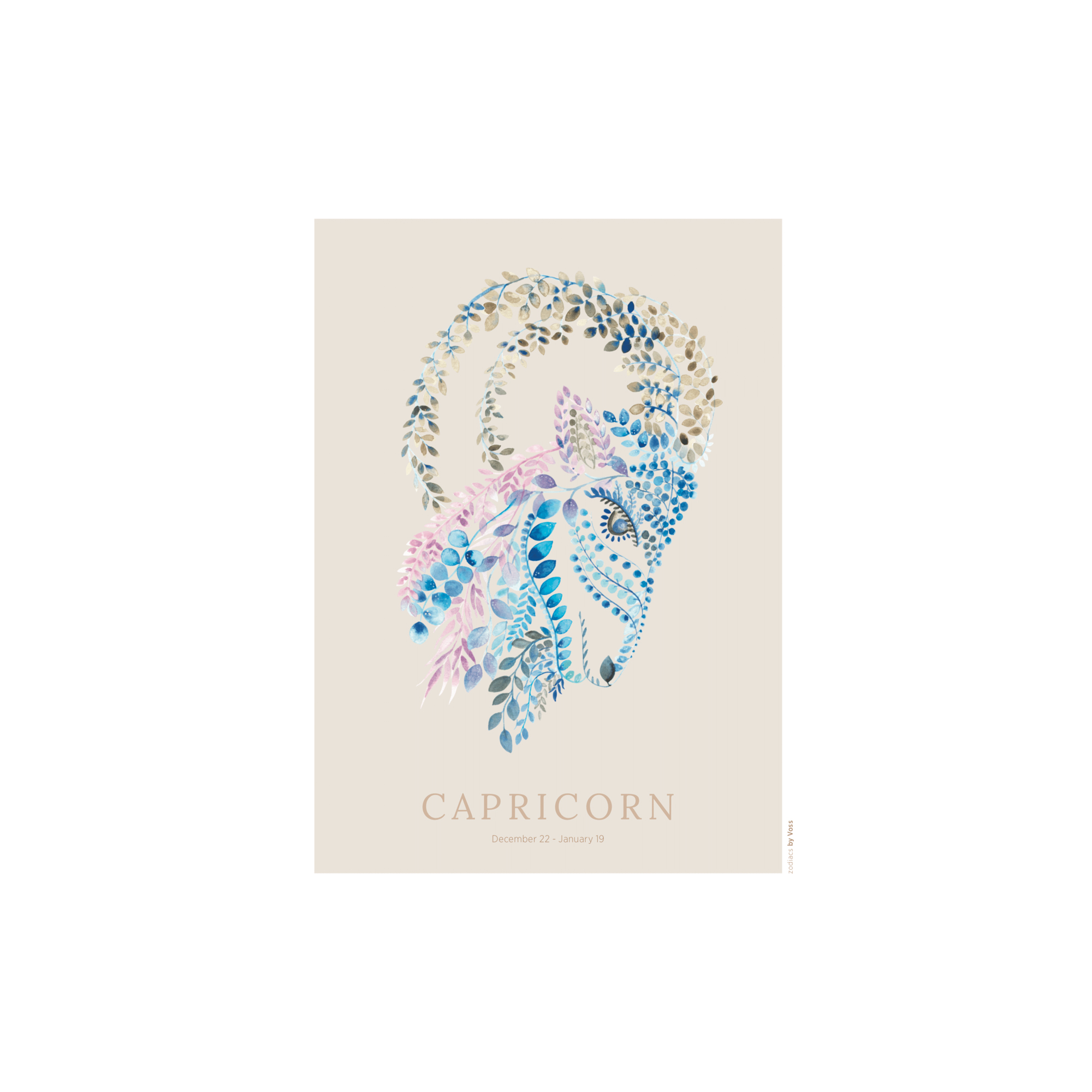 All by Voss - Stenbukken plakat, Zodiacs - 21x30 cm