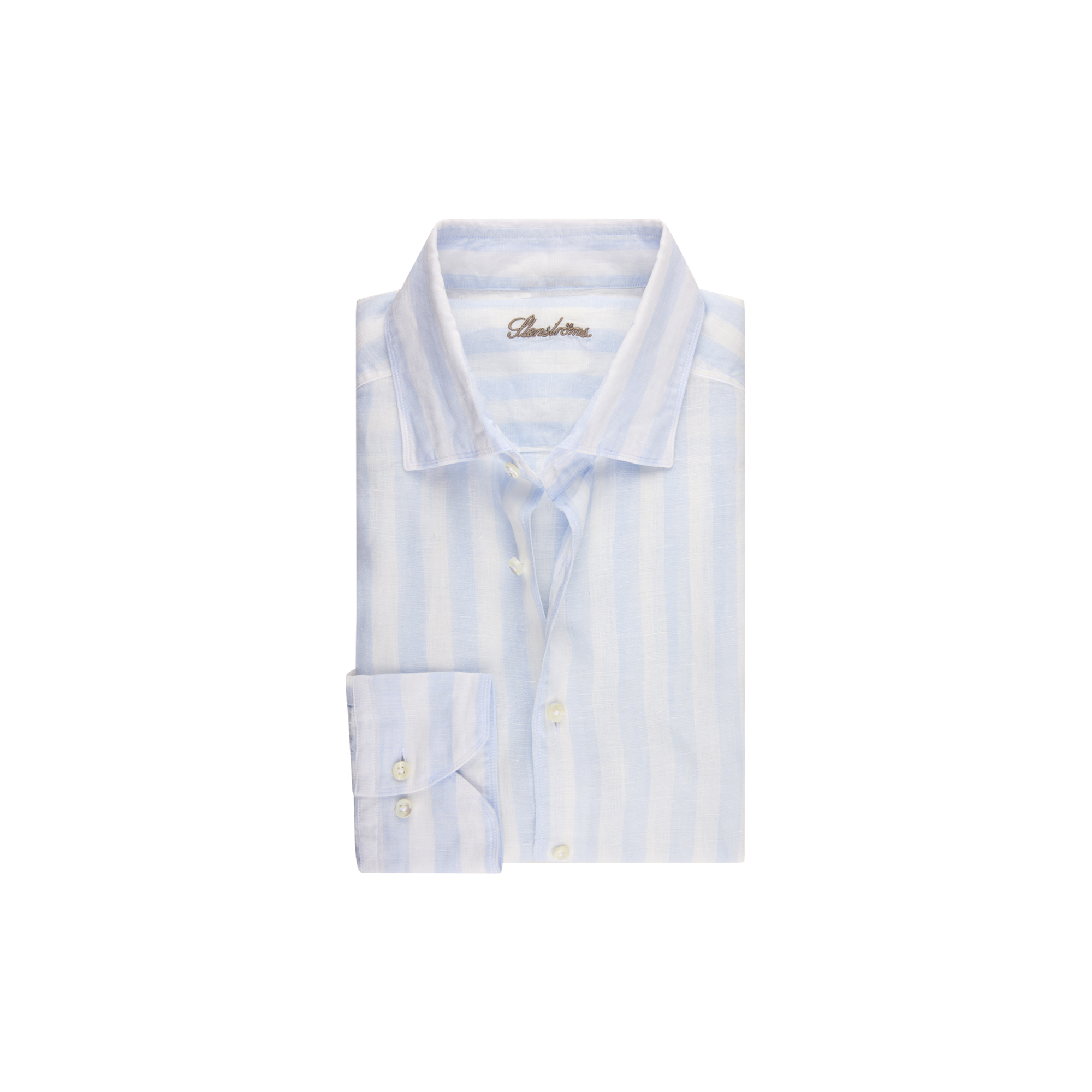 Stenströms - Regular C72 RC cuff Casual, light blue stripe - Str. M
